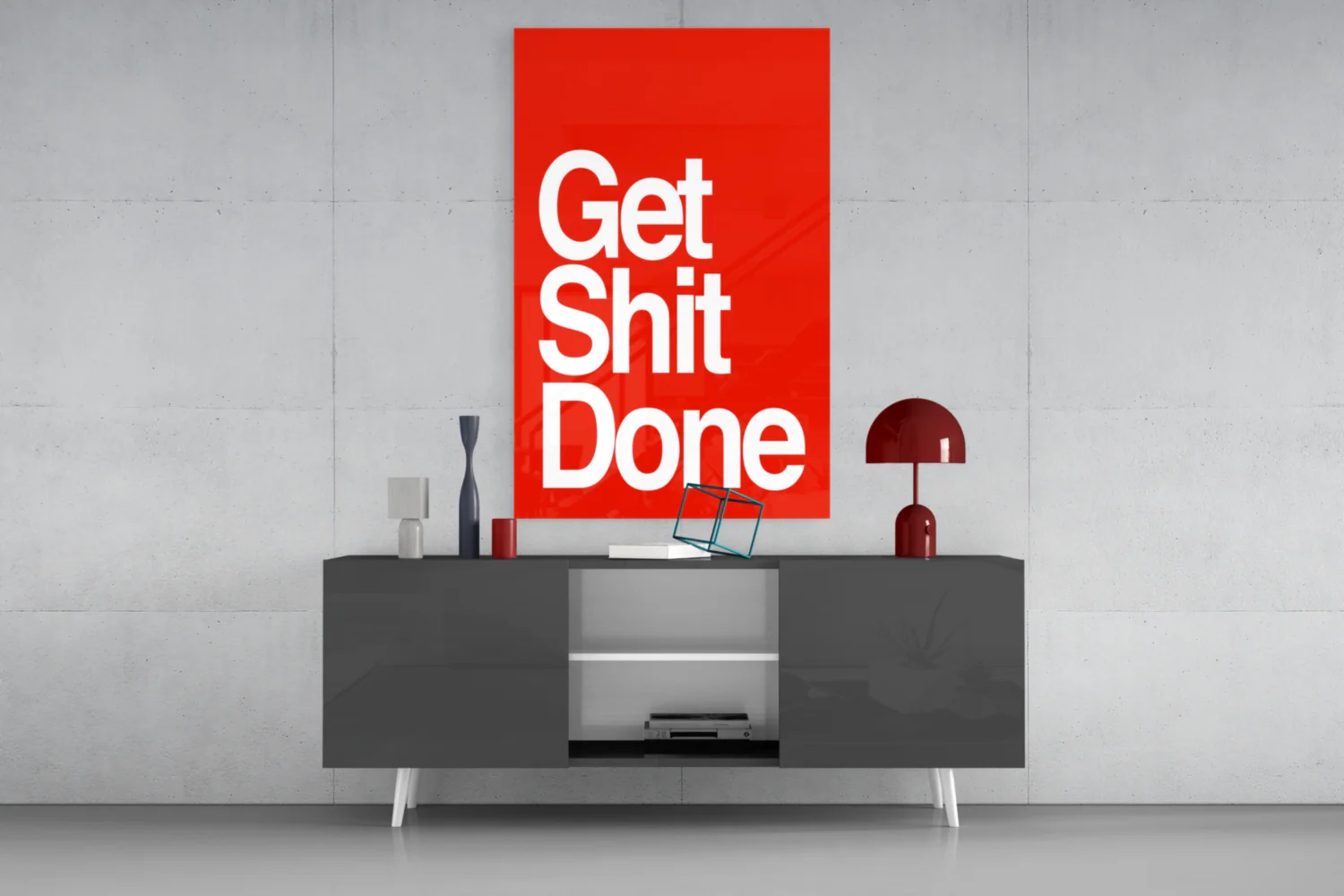 Get Shit Done Bold White Glass Wall Art - Image 8