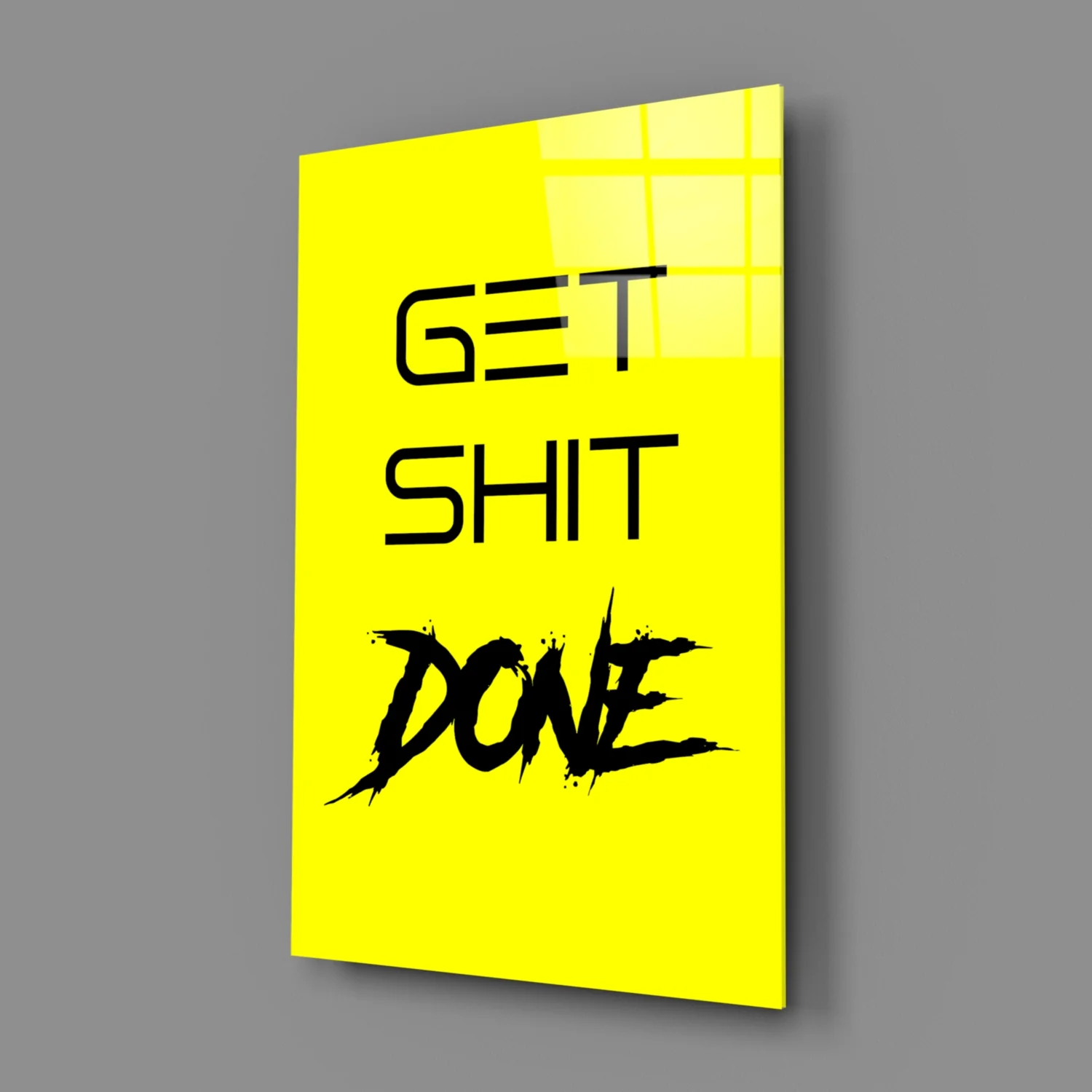 Get Shit Done Yellow Glass Wall Art - Image 2