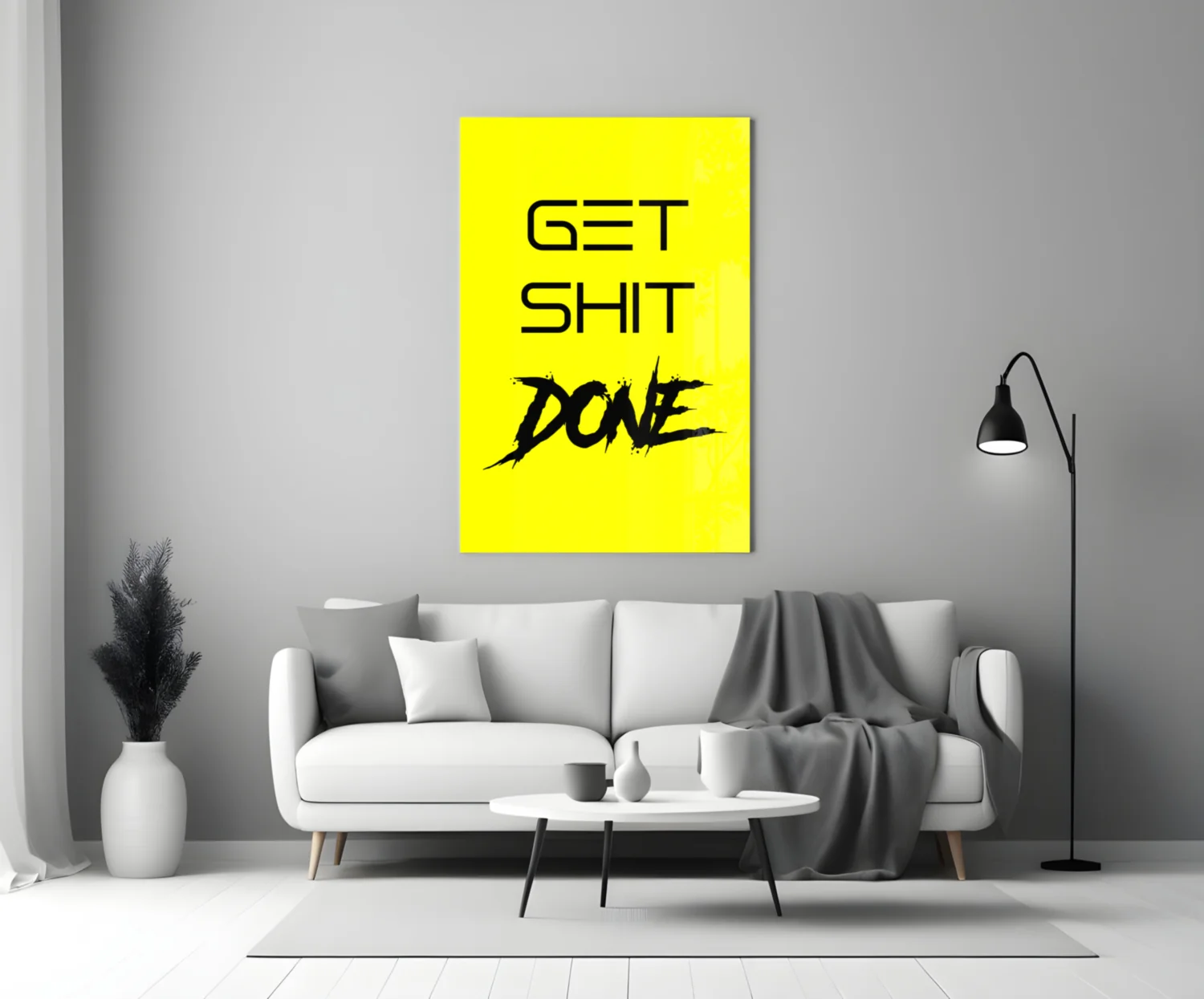 Get Shit Done Yellow Glass Wall Art - Image 3