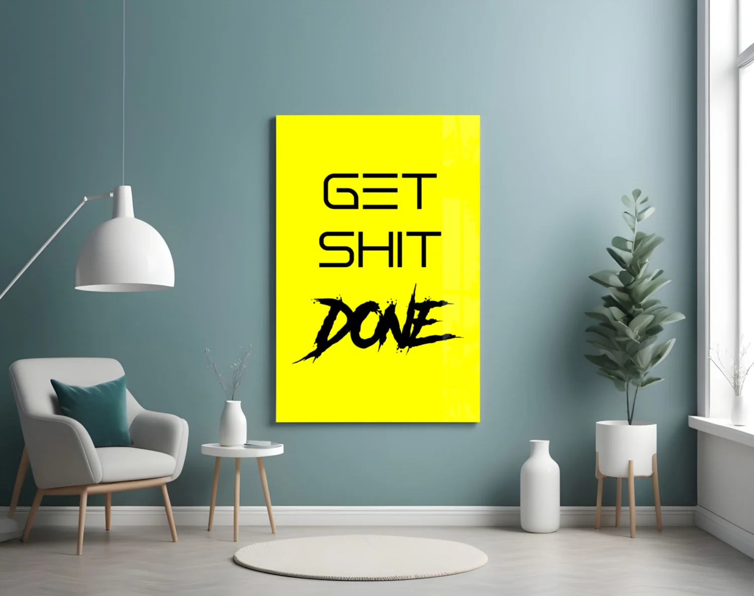 Get Shit Done Yellow Glass Wall Art - Image 4