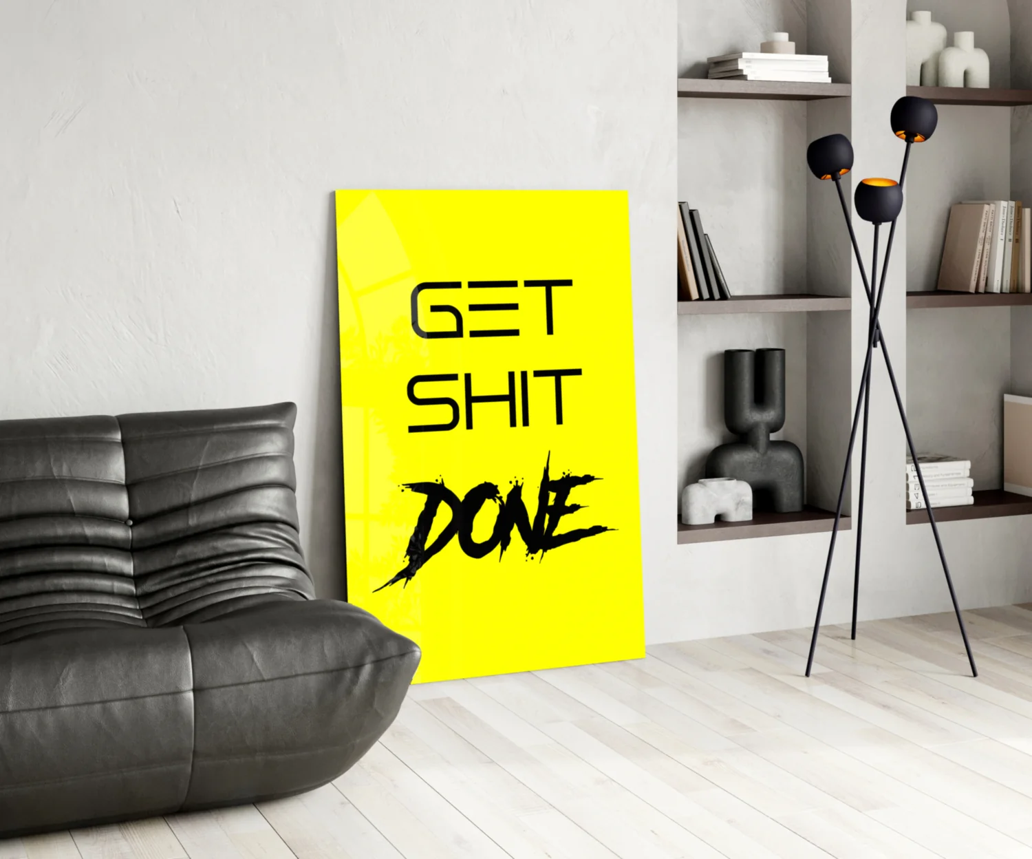 Get Shit Done Yellow Glass Wall Art - Image 5