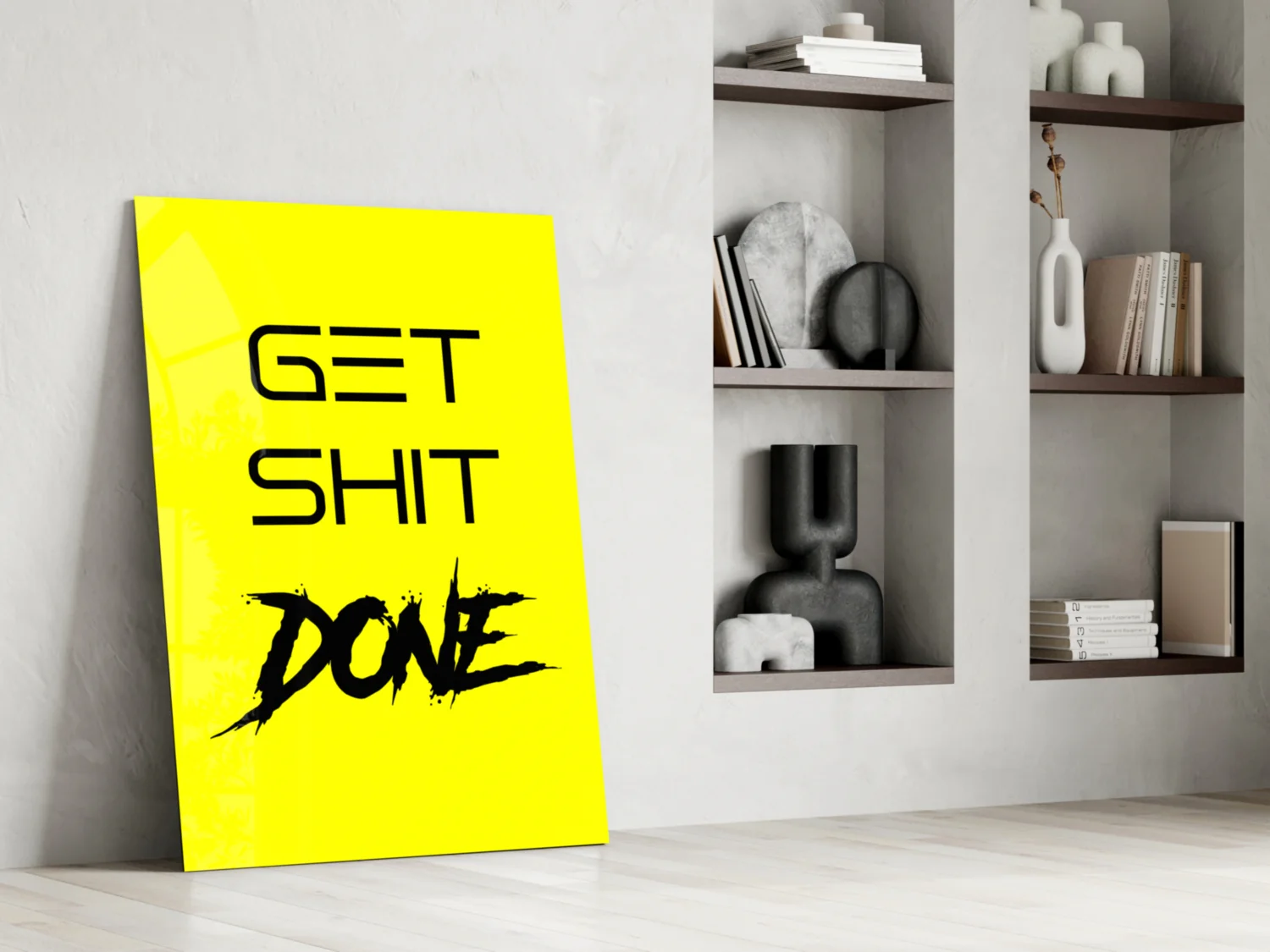 Get Shit Done Yellow Glass Wall Art - Image 6
