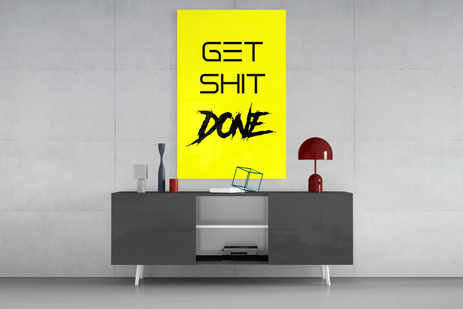 Get Shit Done Yellow Glass Wall Art - Image 8