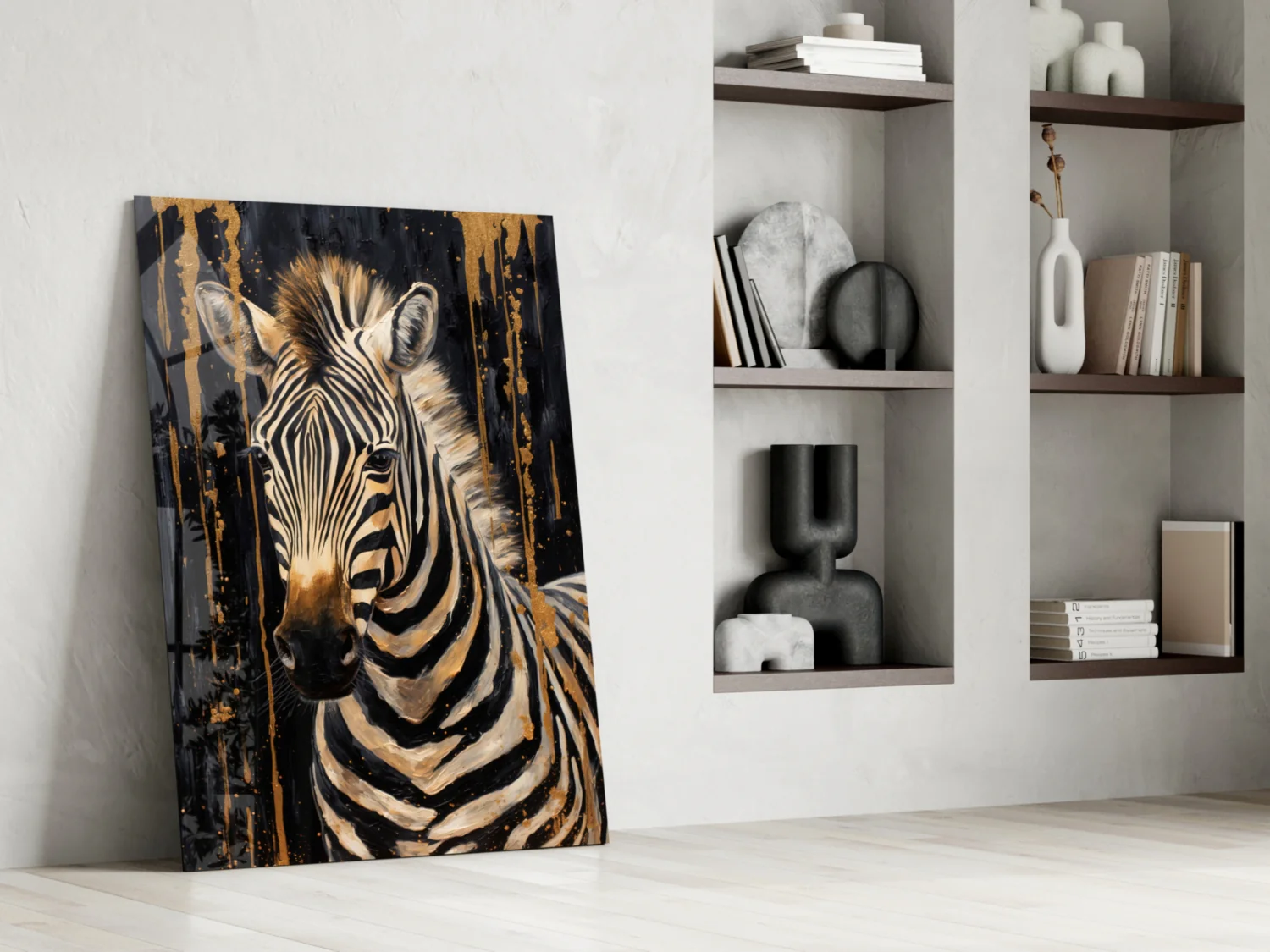 Gilded Front Zebra Glass Wall Art - Image 6