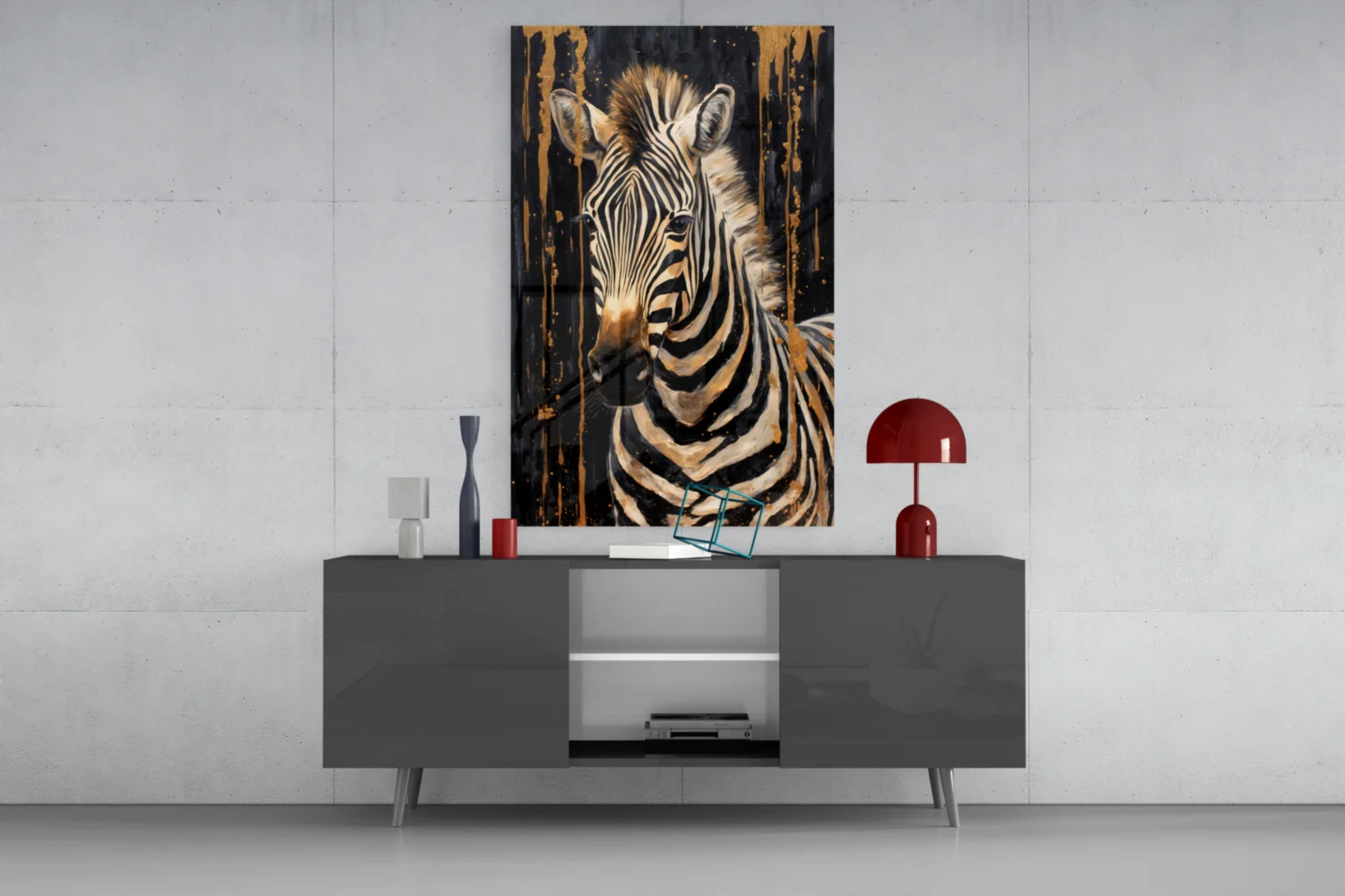 Gilded Front Zebra Glass Wall Art - Image 8