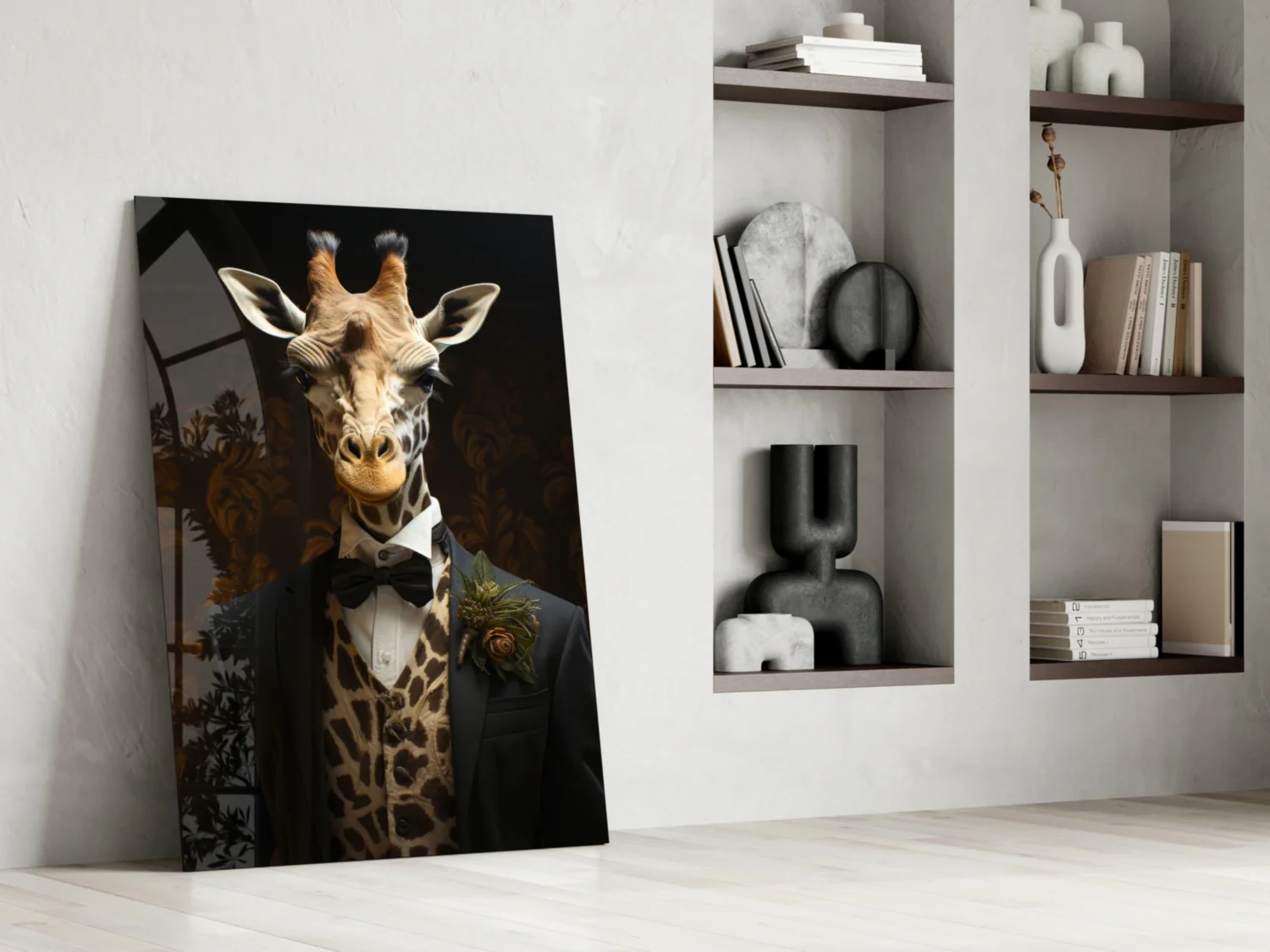 Giraffe in Tuxedo Bow Tie Glass Wall Art - Image 7