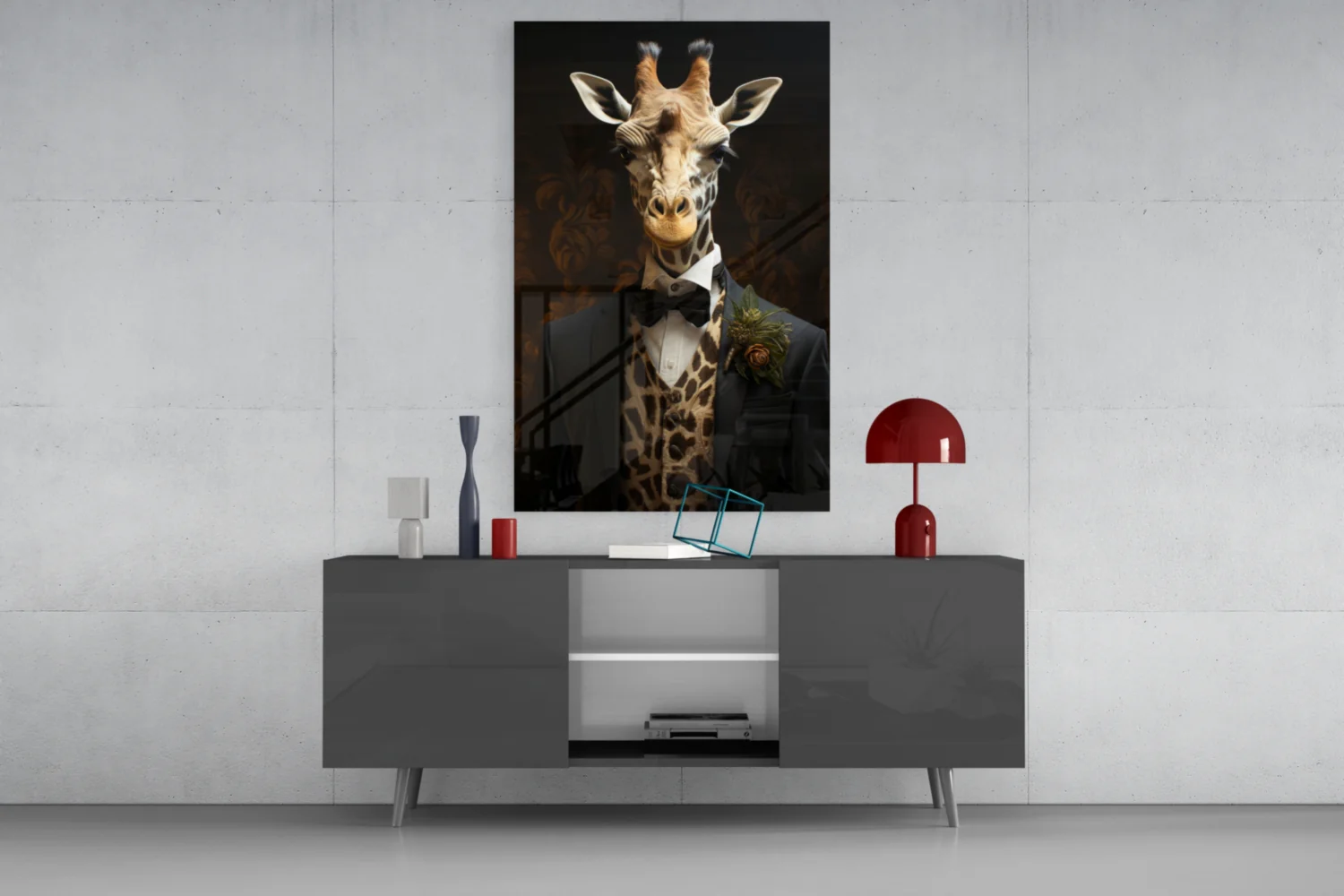 Giraffe in Tuxedo Bow Tie Glass Wall Art - Image 9