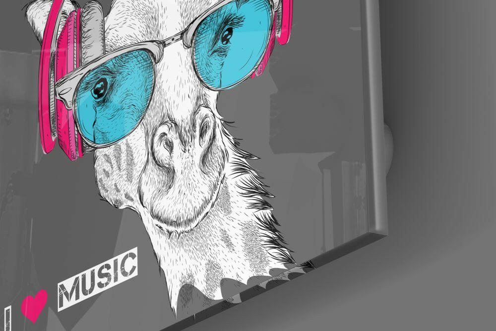 Giraffe With Headphones Music Glass Wall Art - Image 3