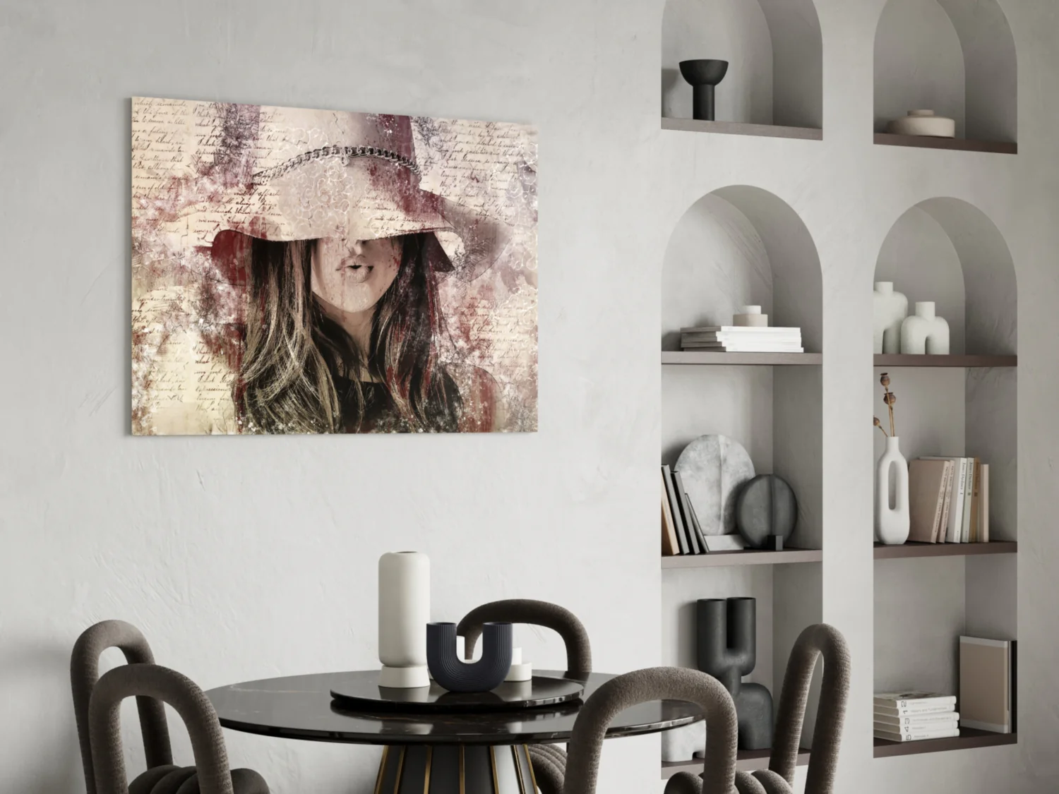 Girl in Retro Hat Glass Wall Art - Image 5