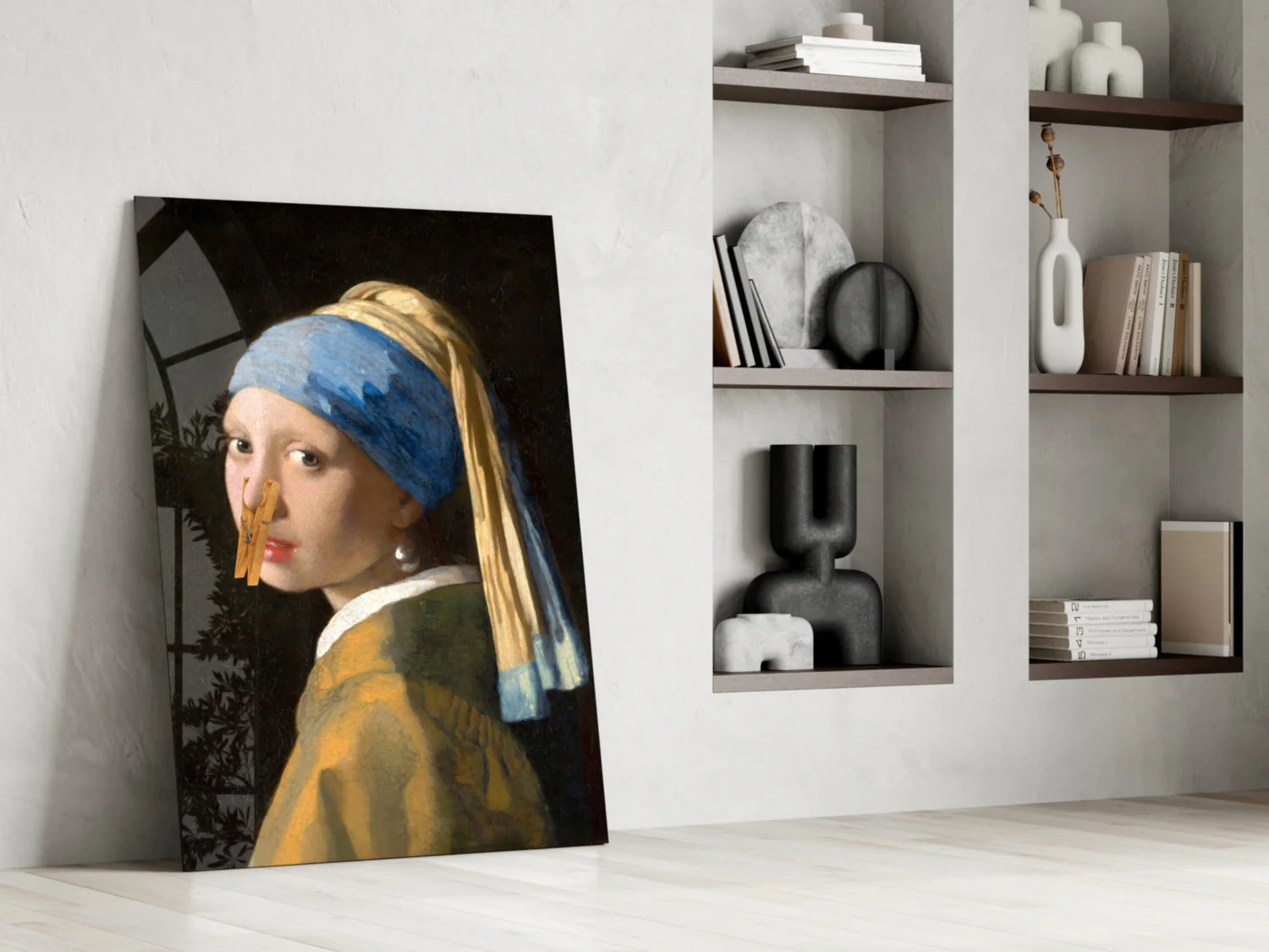 Girl Stuck on Clothespin Glass Wall Art || Designer Collection - Image 6