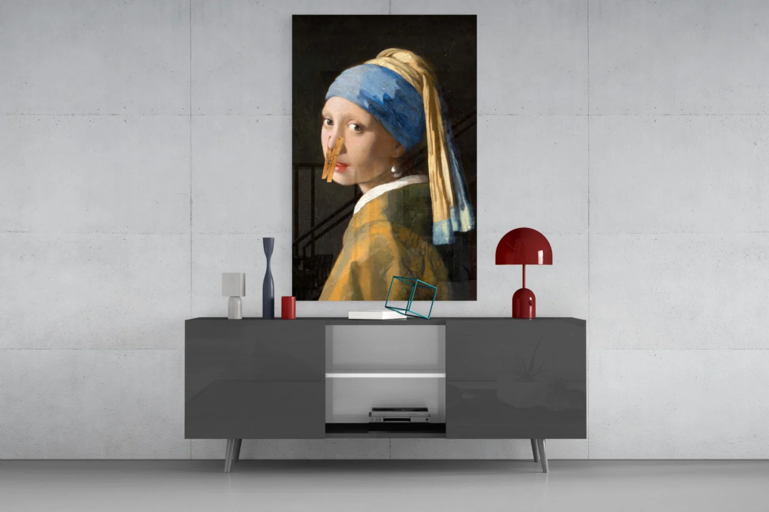 Girl Stuck on Clothespin Glass Wall Art || Designer Collection - Image 8