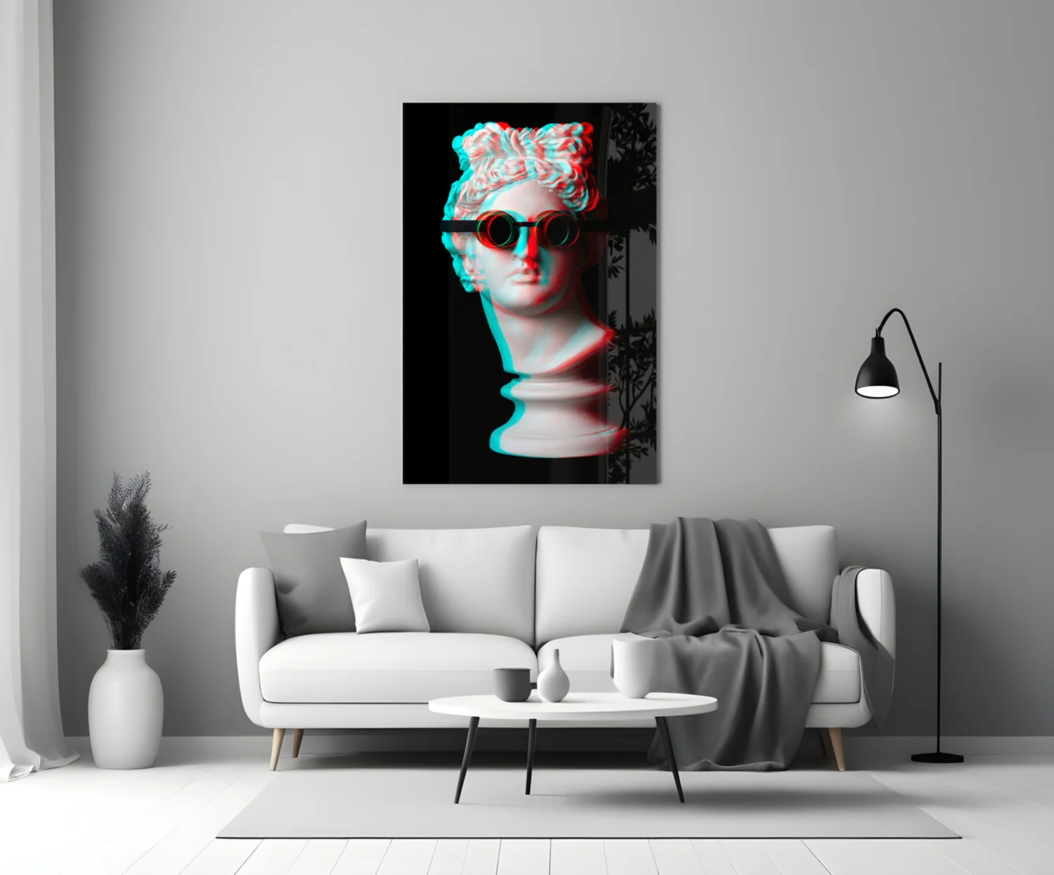 Glitch Goggles Apollo Bust Glass Wall Art - Image 3