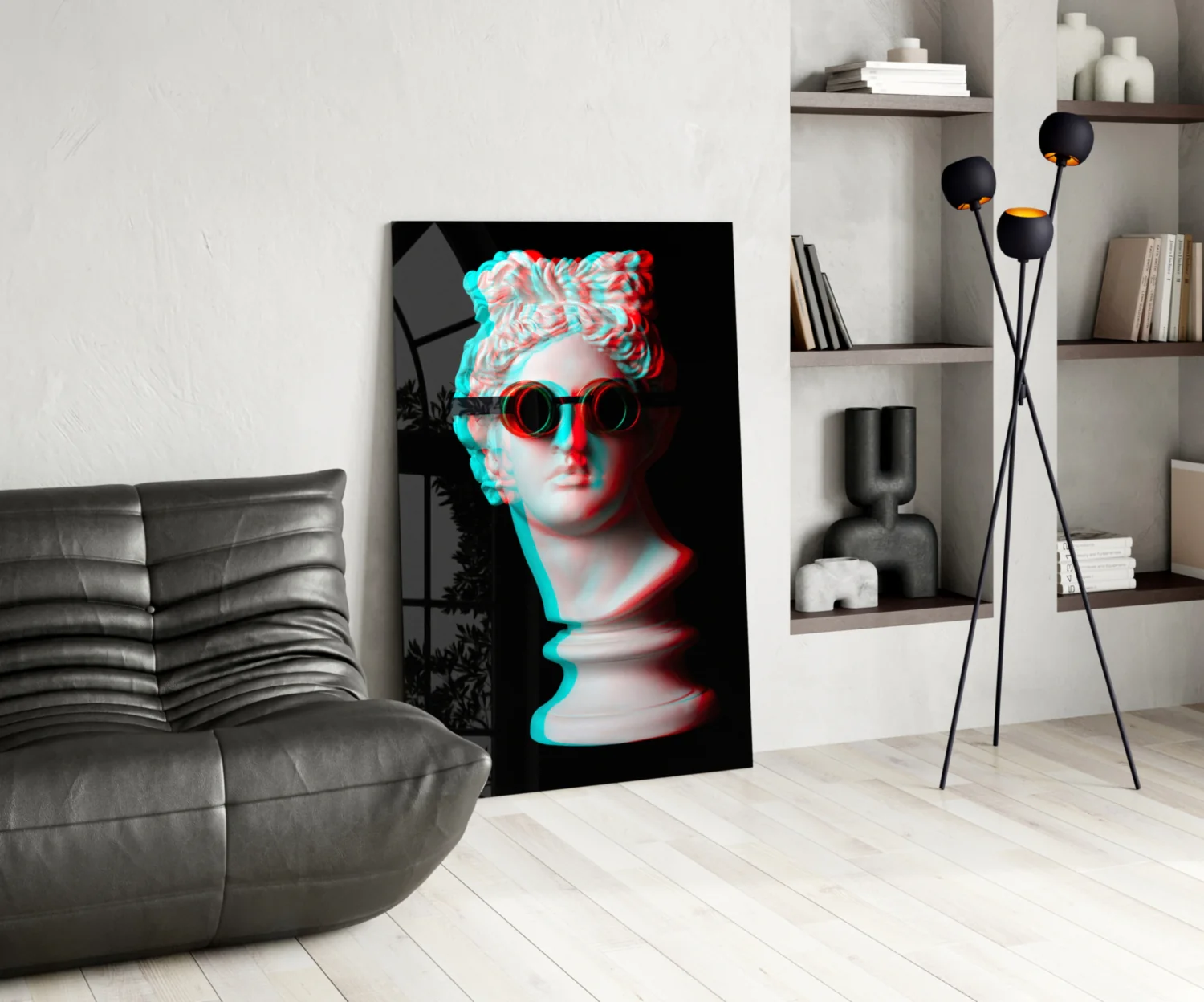 Glitch Goggles Apollo Bust Glass Wall Art - Image 5