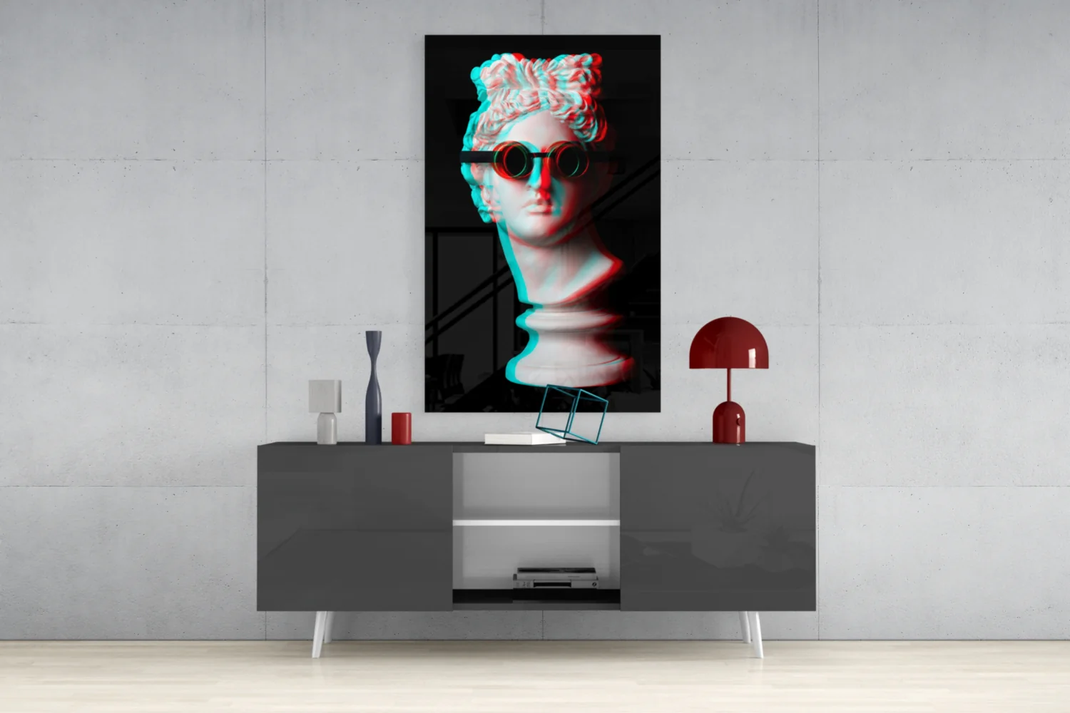 Glitch Goggles Apollo Bust Glass Wall Art - Image 8