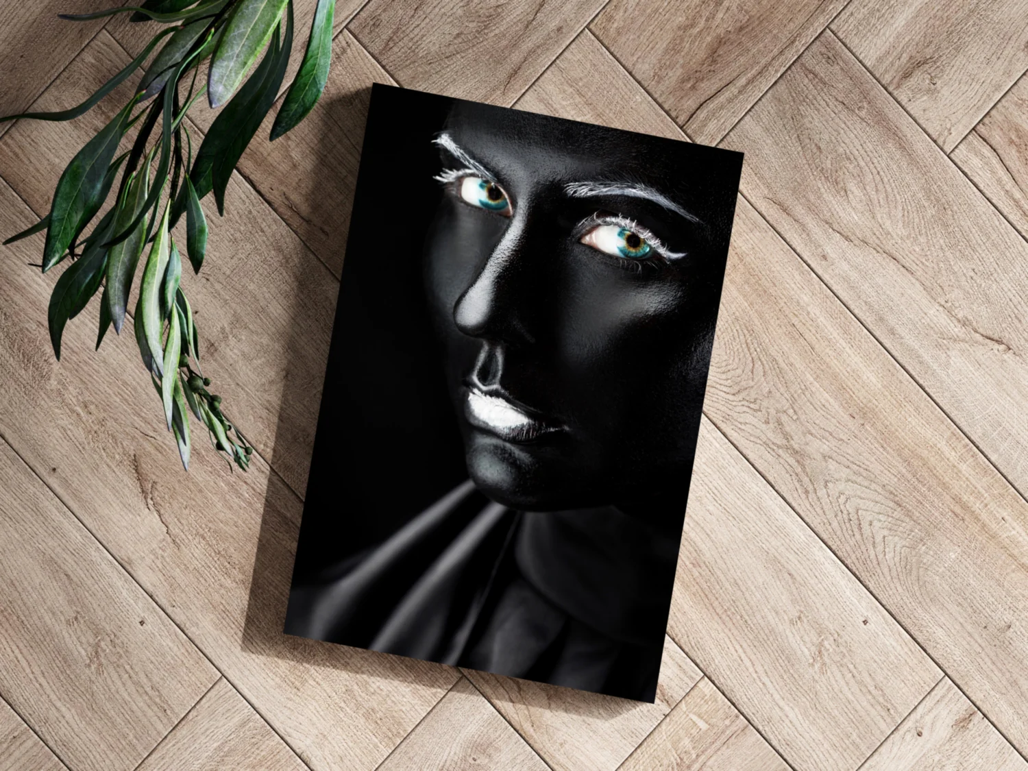 Glossy Black Teal Eyes Aluminum Print - Image 3