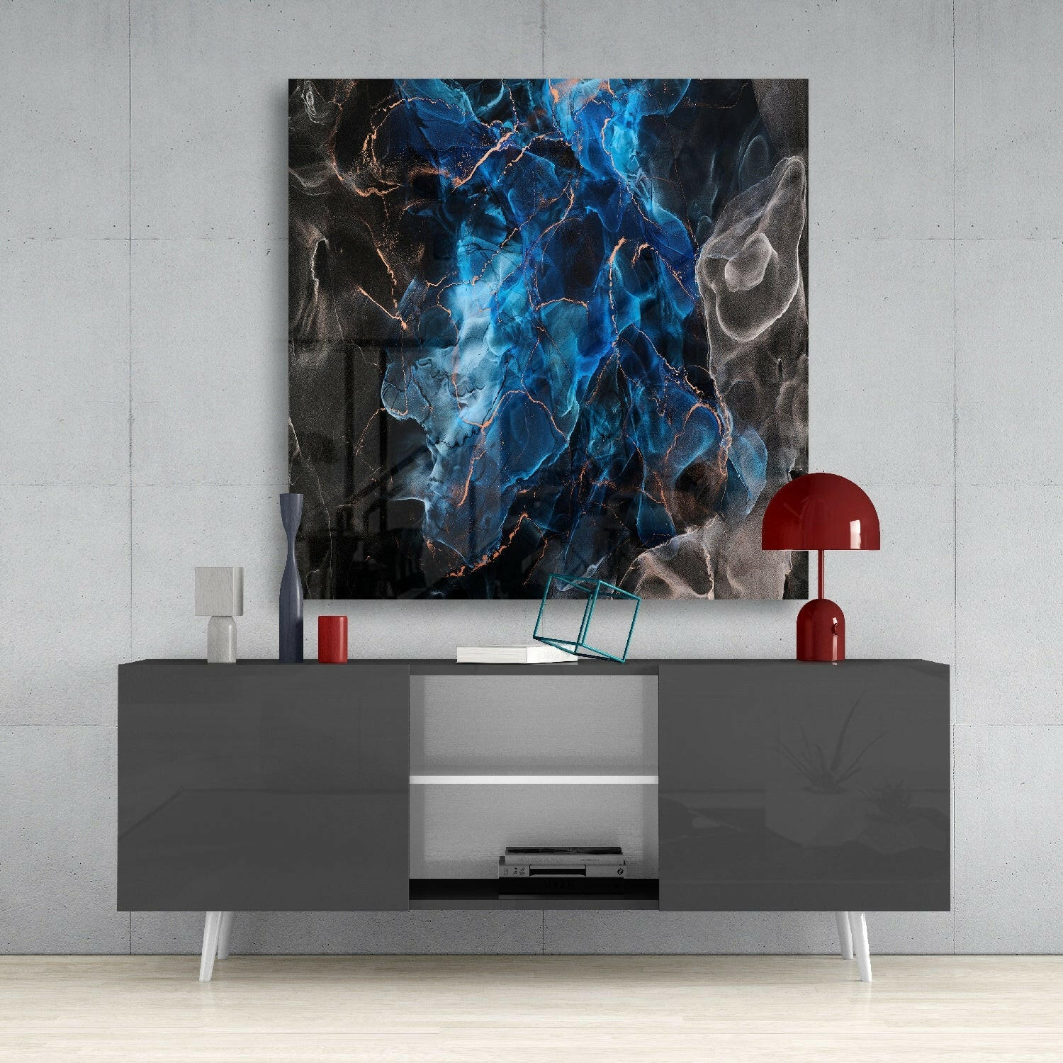 Glowing Blue Marble Core Glass Wall Art - Image 4