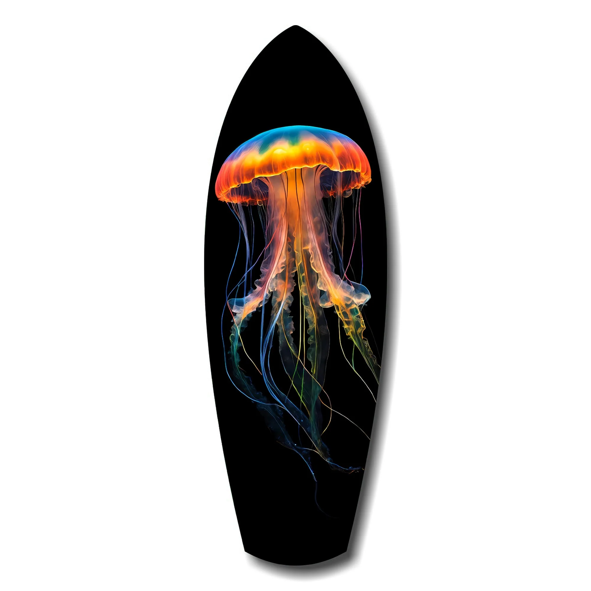 Glowing Orange Jellyfish Ocean Glass Wall Art