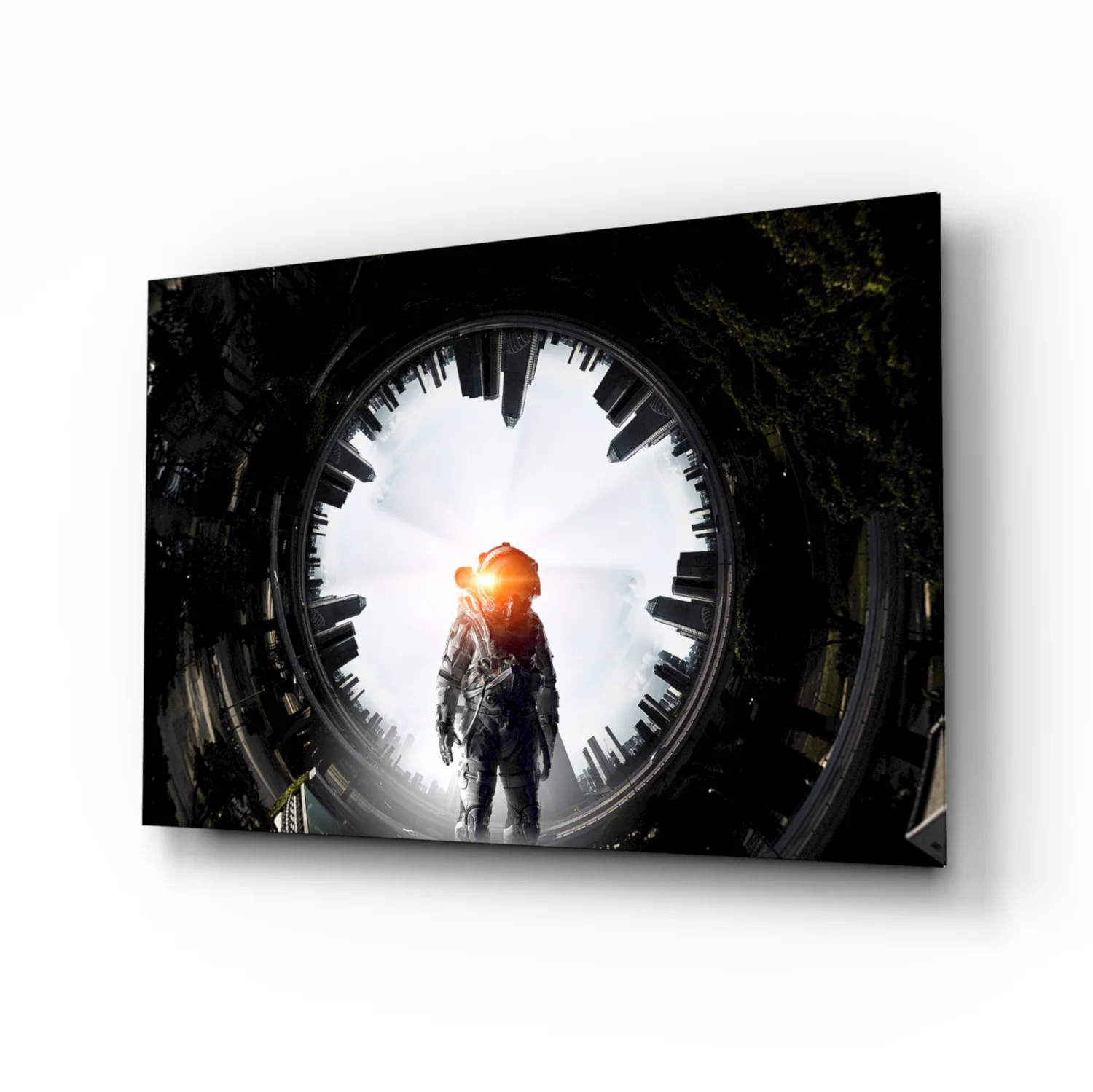 Glowing Portal Tunnel Astronaut Glass Wall Art - Image 2