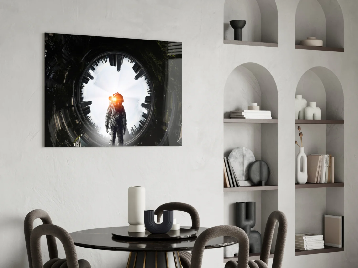 Glowing Portal Tunnel Astronaut Glass Wall Art - Image 6