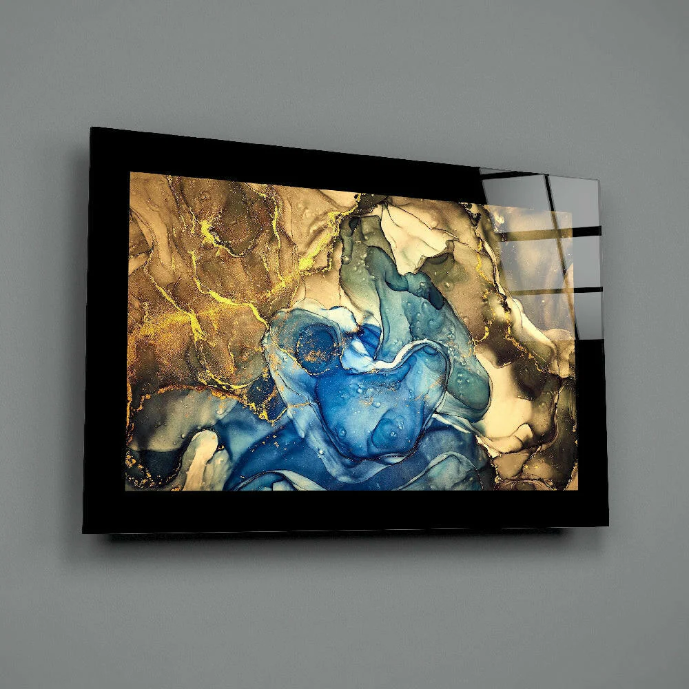 Gold Blue Glass Wall Art - Image 2