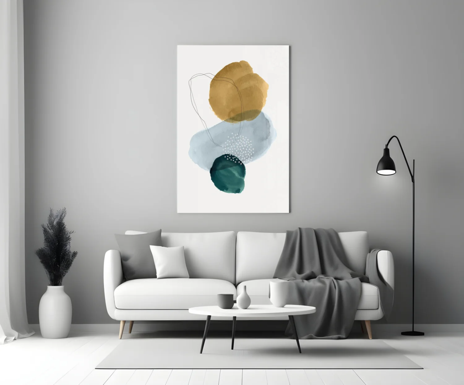 Gold Blue Teal Stacked Circles Glass Wall Art - Image 4