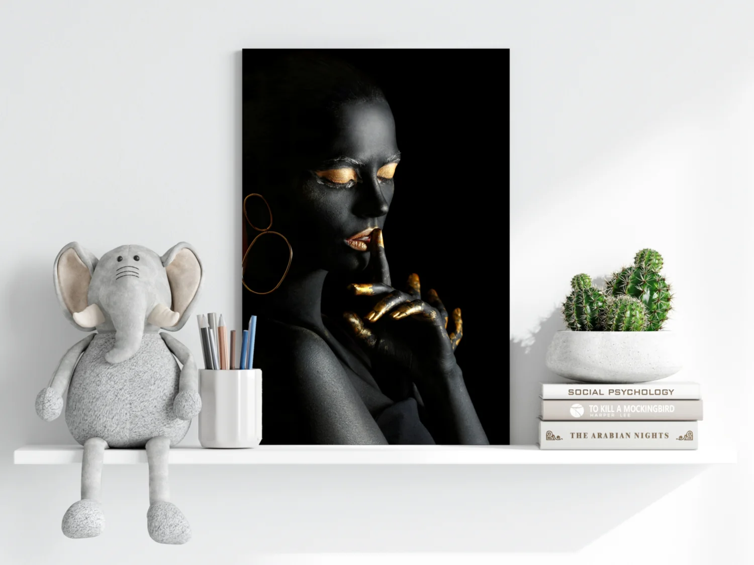 Gold Fingers Profile Woman Aluminum Print - Image 6