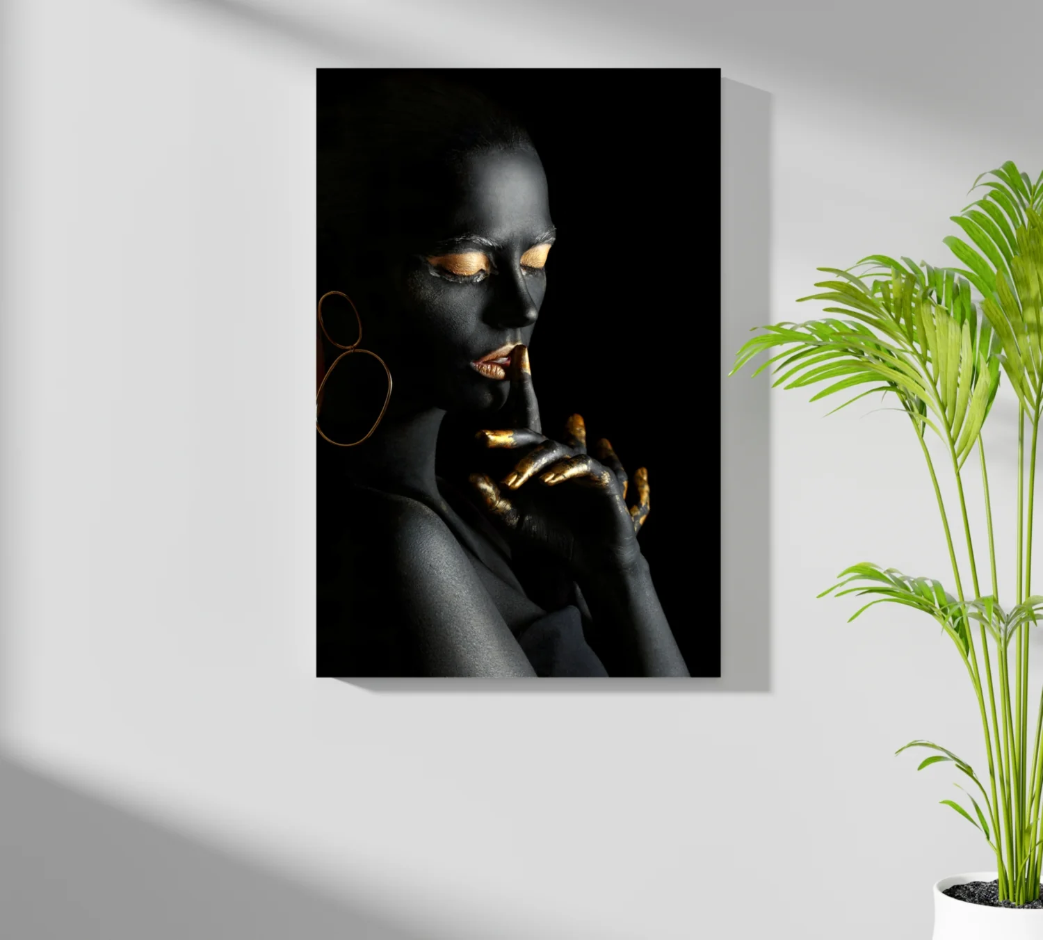 Gold Fingers Profile Woman Aluminum Print - Image 7
