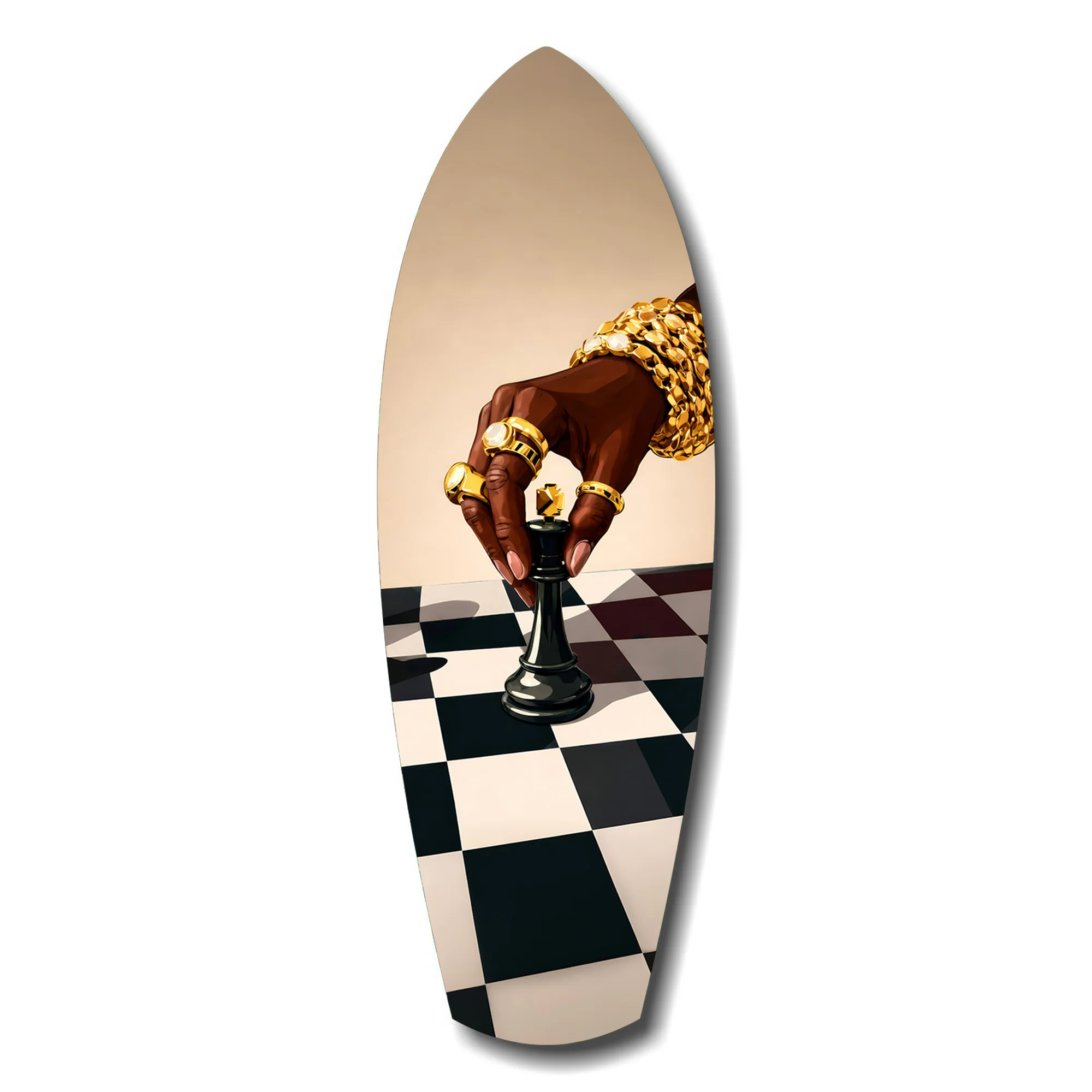 Gold Jewelry Hand Chess Queen Glass Wall Art - Image 7