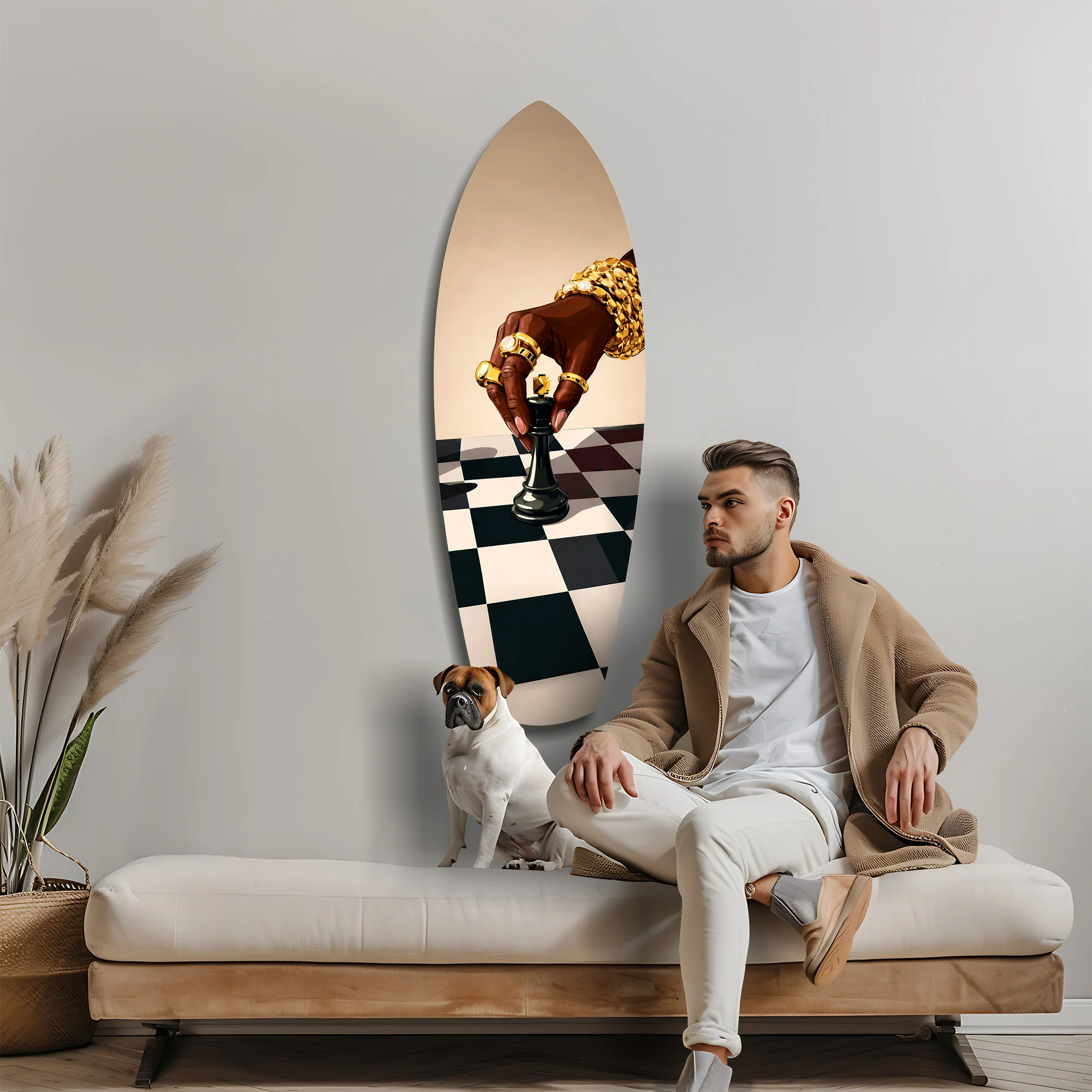 Gold Jewelry Hand Chess Queen Glass Wall Art - Image 9