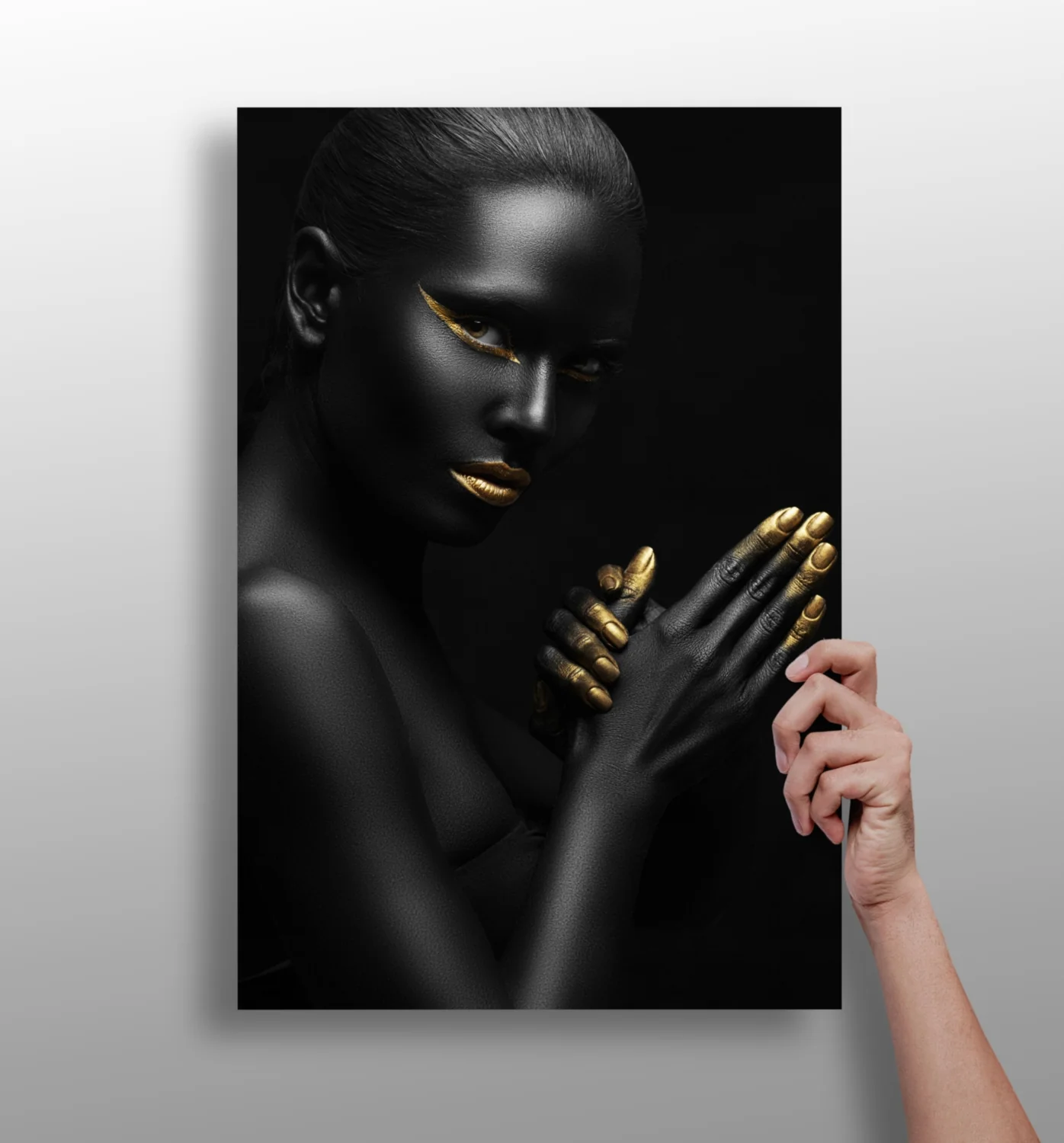 Gold Lips Praying Hands Aluminum Print