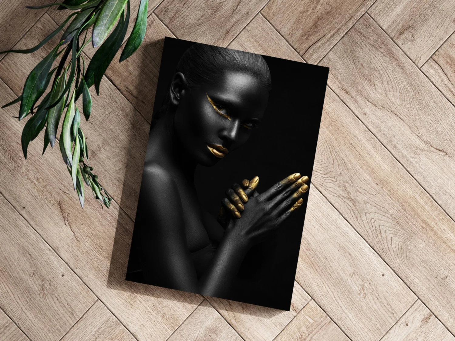 Gold Lips Praying Hands Aluminum Print - Image 3