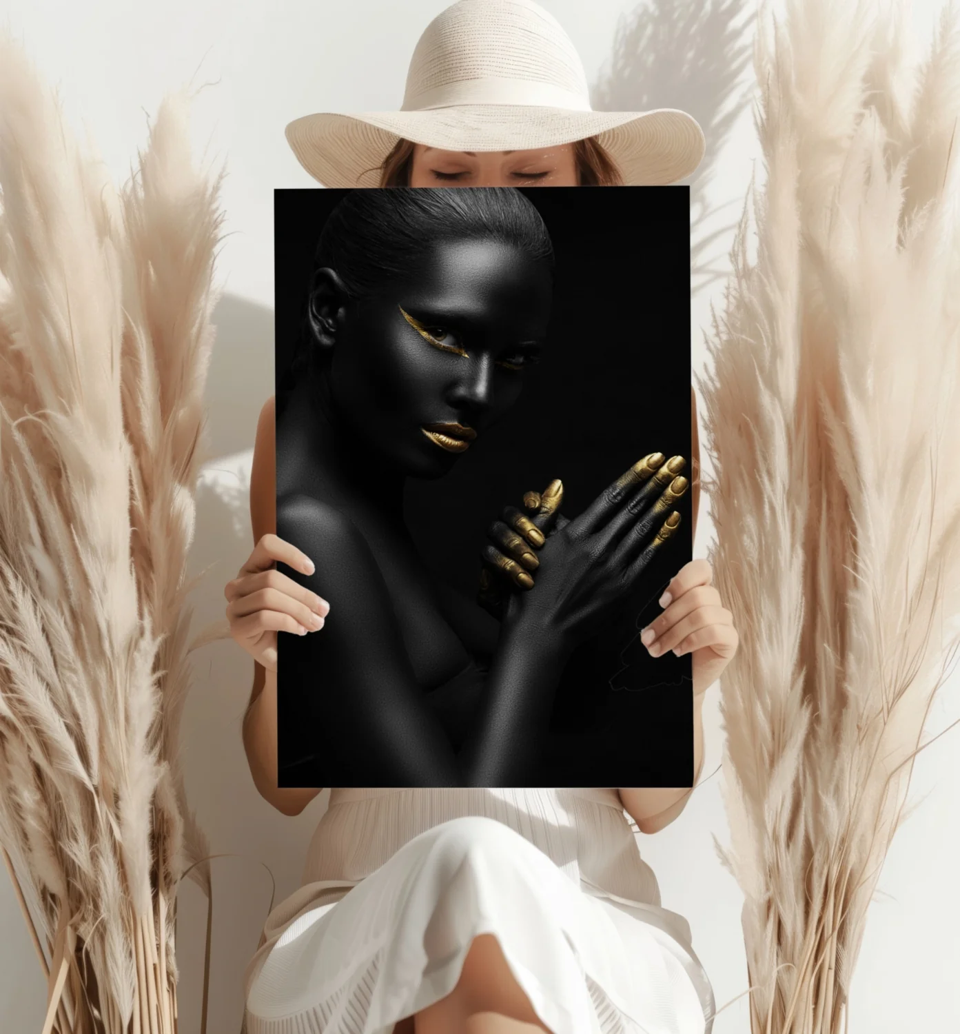 Gold Lips Praying Hands Aluminum Print - Image 4