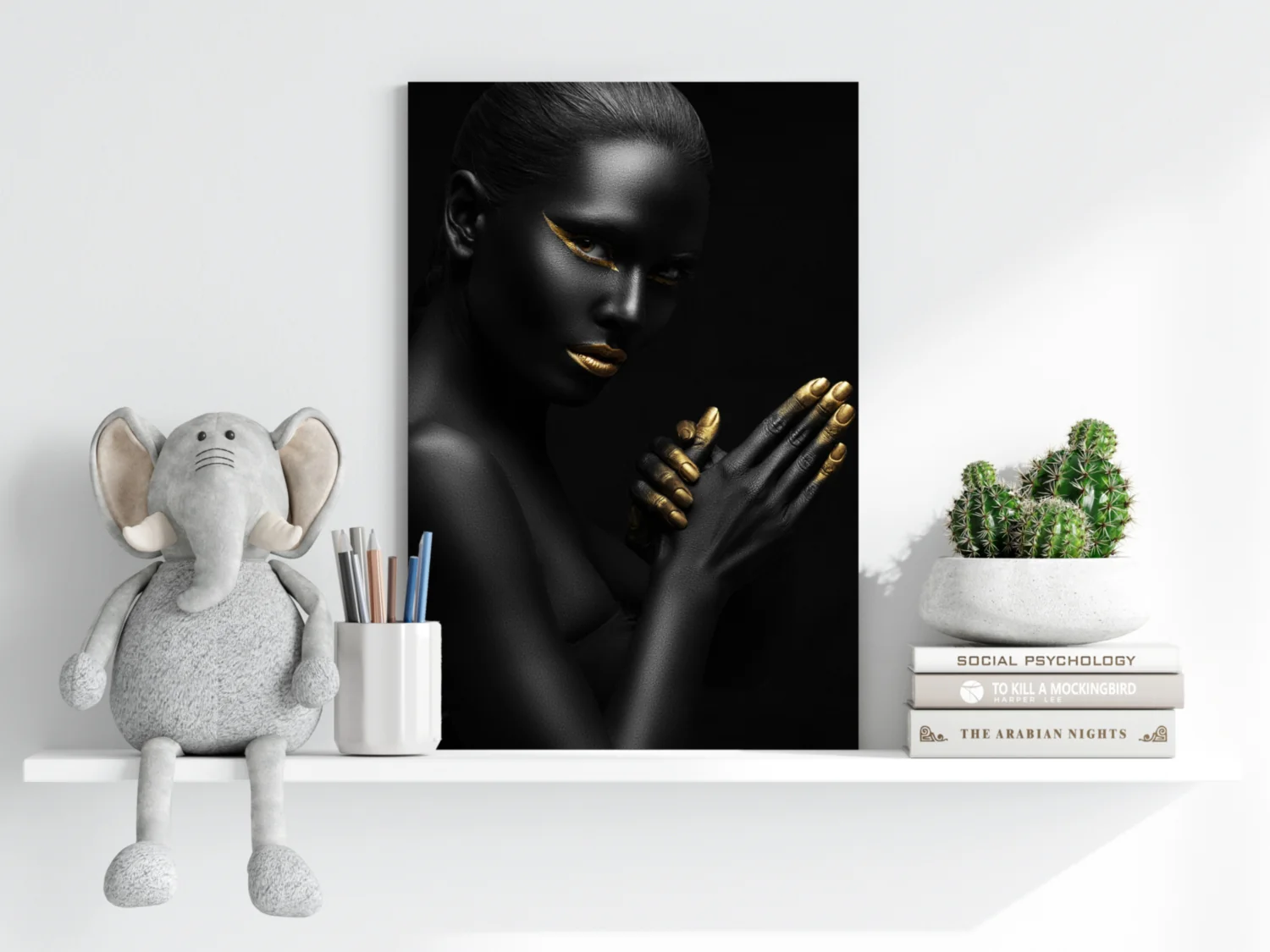 Gold Lips Praying Hands Aluminum Print - Image 6
