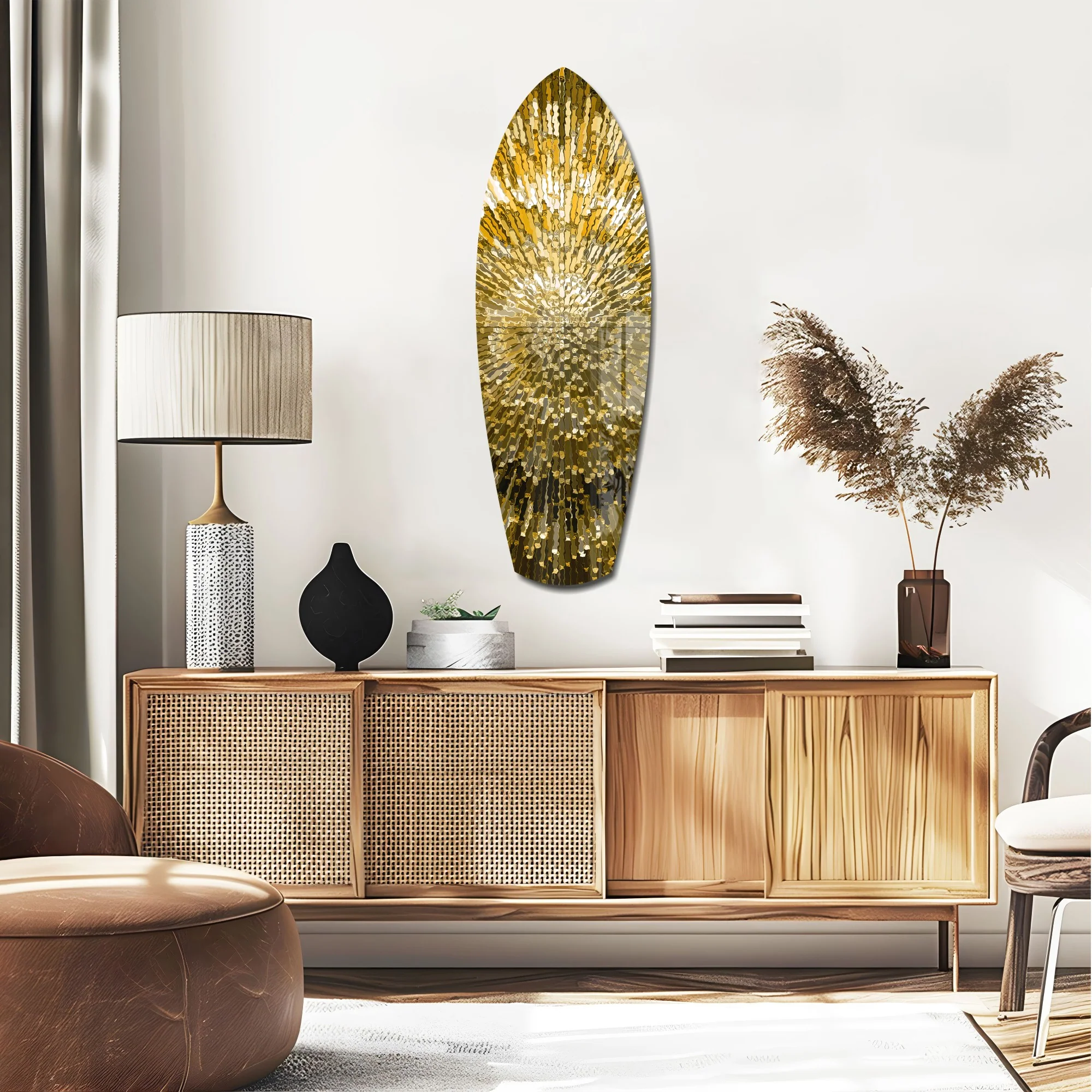 Gold Sequin Burst Luxe Tempered Glass Wall Art - Image 2