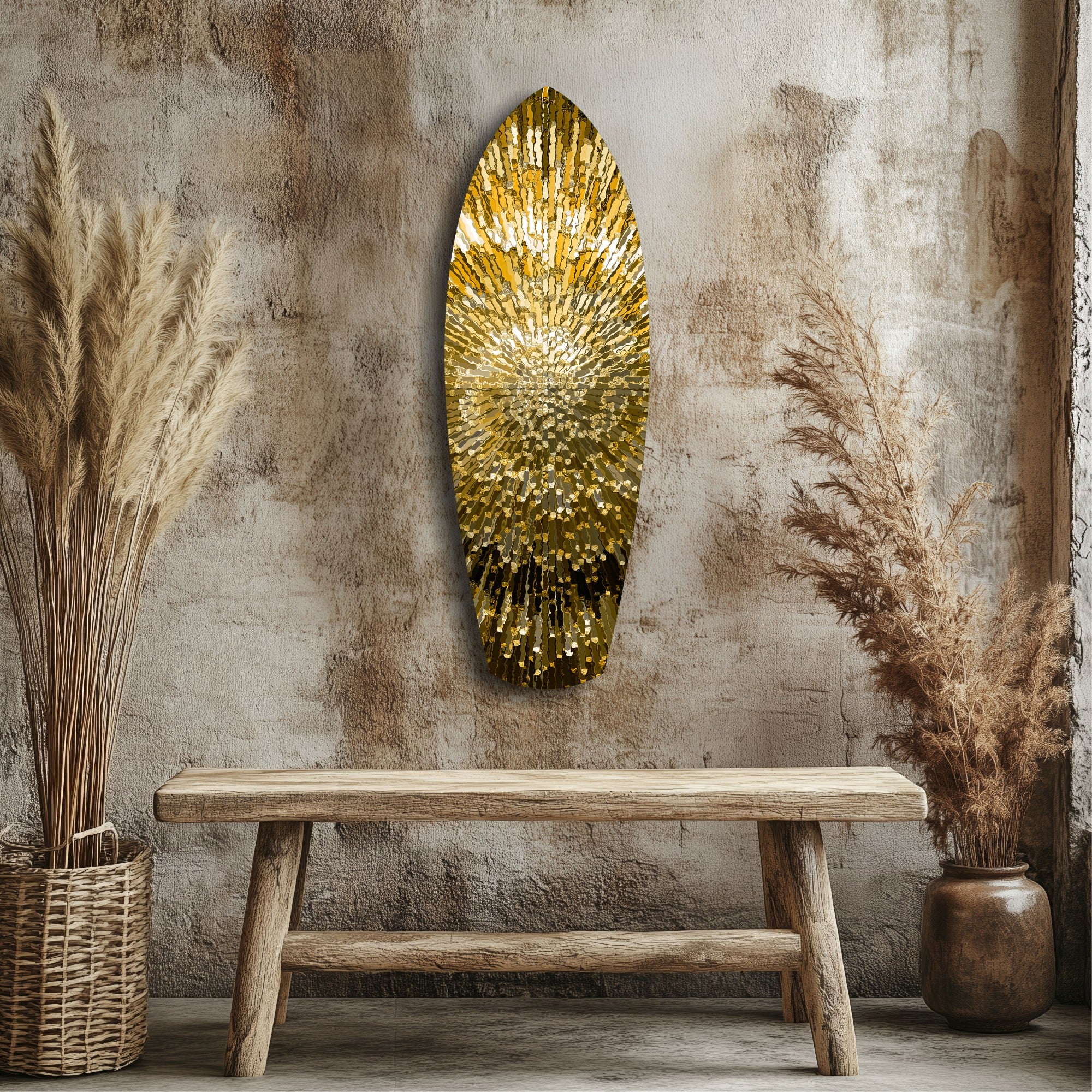 Gold Sequin Burst Luxe Tempered Glass Wall Art - Image 3