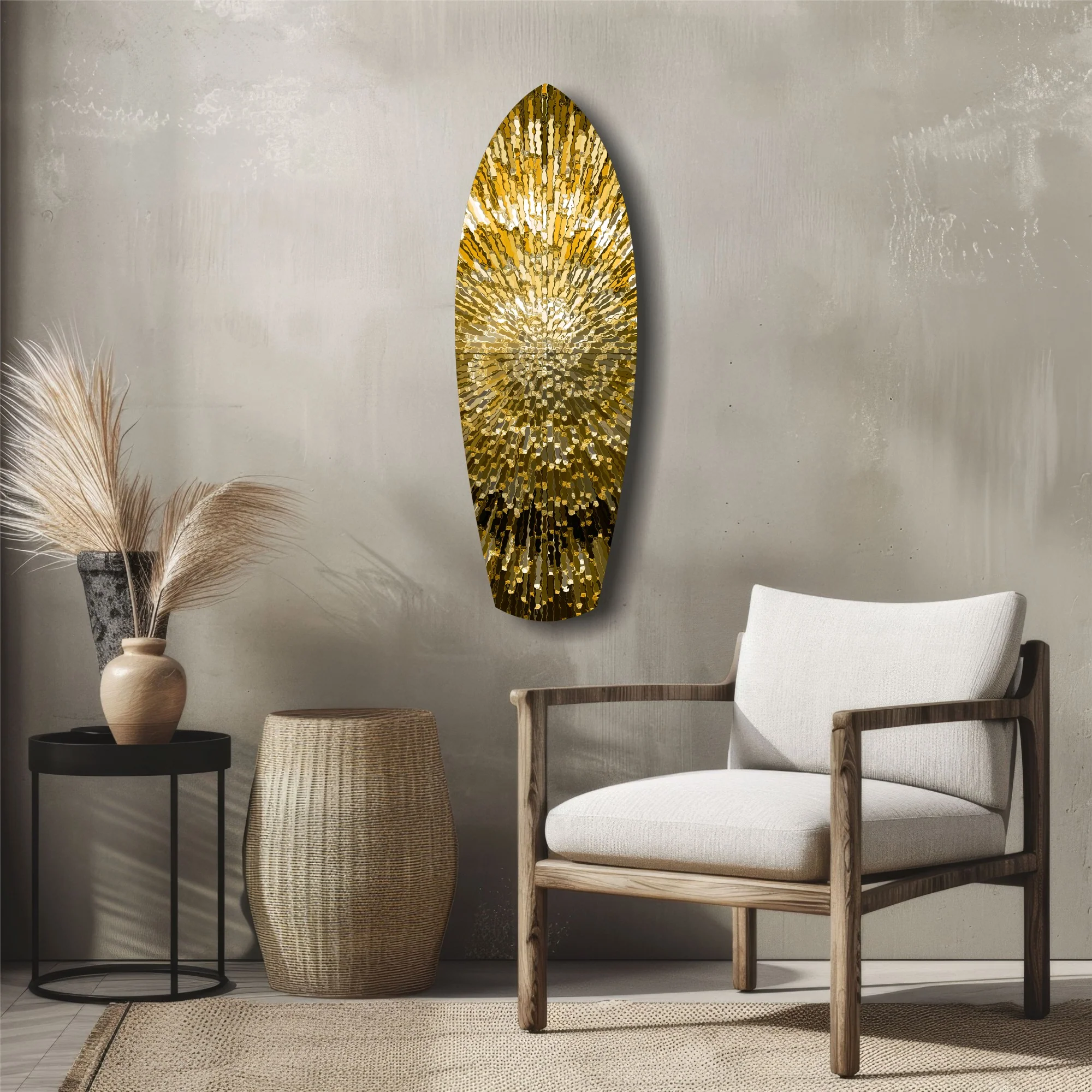 Gold Sequin Burst Luxe Tempered Glass Wall Art - Image 5