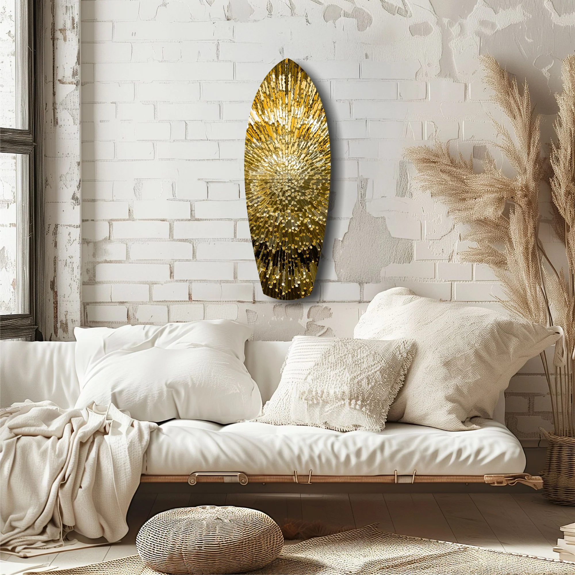 Gold Sequin Burst Luxe Tempered Glass Wall Art - Image 6