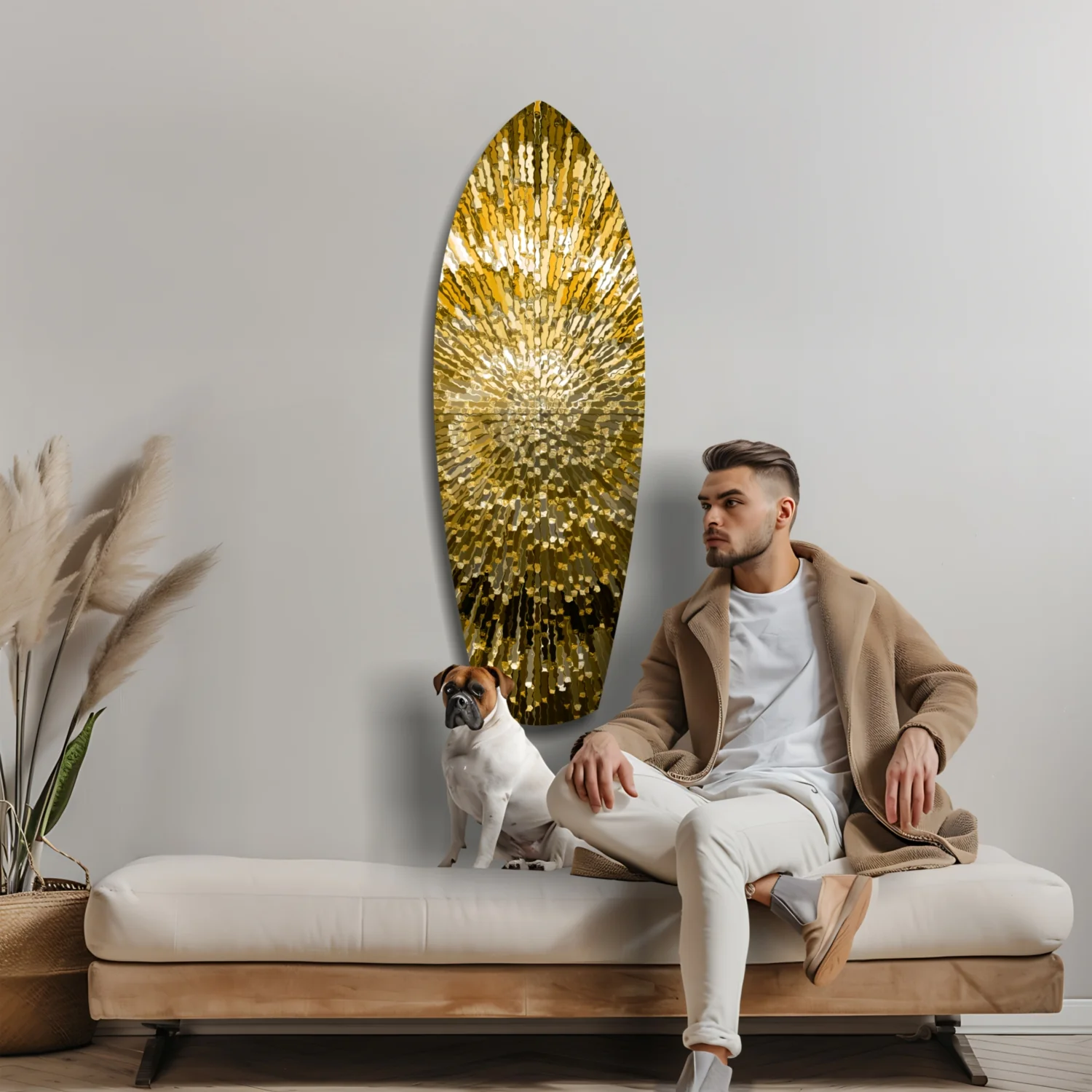 Gold Sequin Burst Luxe Tempered Glass Wall Art - Image 9
