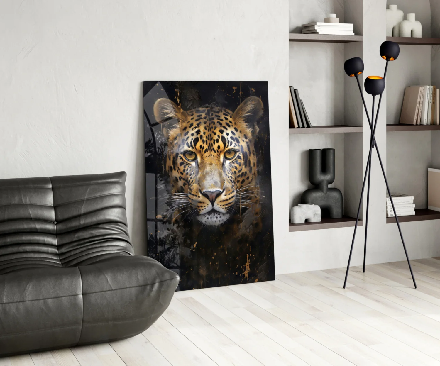 Gold Splatter Leopard Glass Wall Art - Image 5