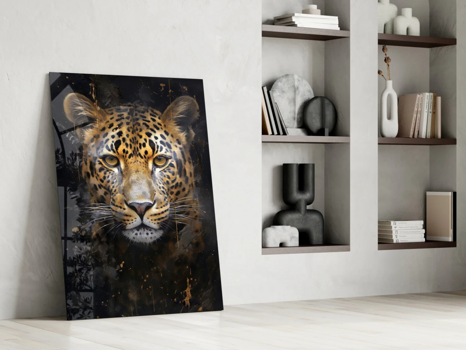 Gold Splatter Leopard Glass Wall Art - Image 6