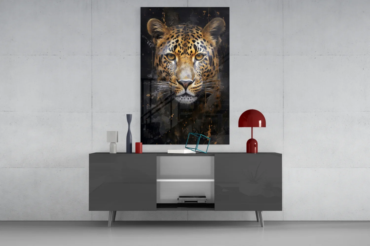 Gold Splatter Leopard Glass Wall Art - Image 8