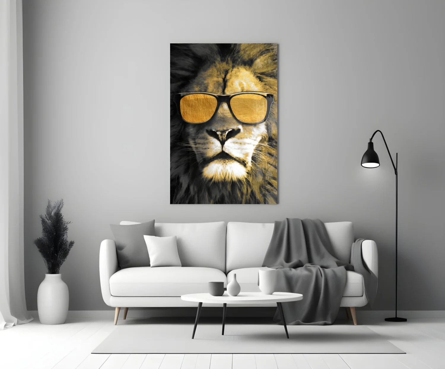Gold Sunglasses Cool Lion Glass Wall Art - Image 3