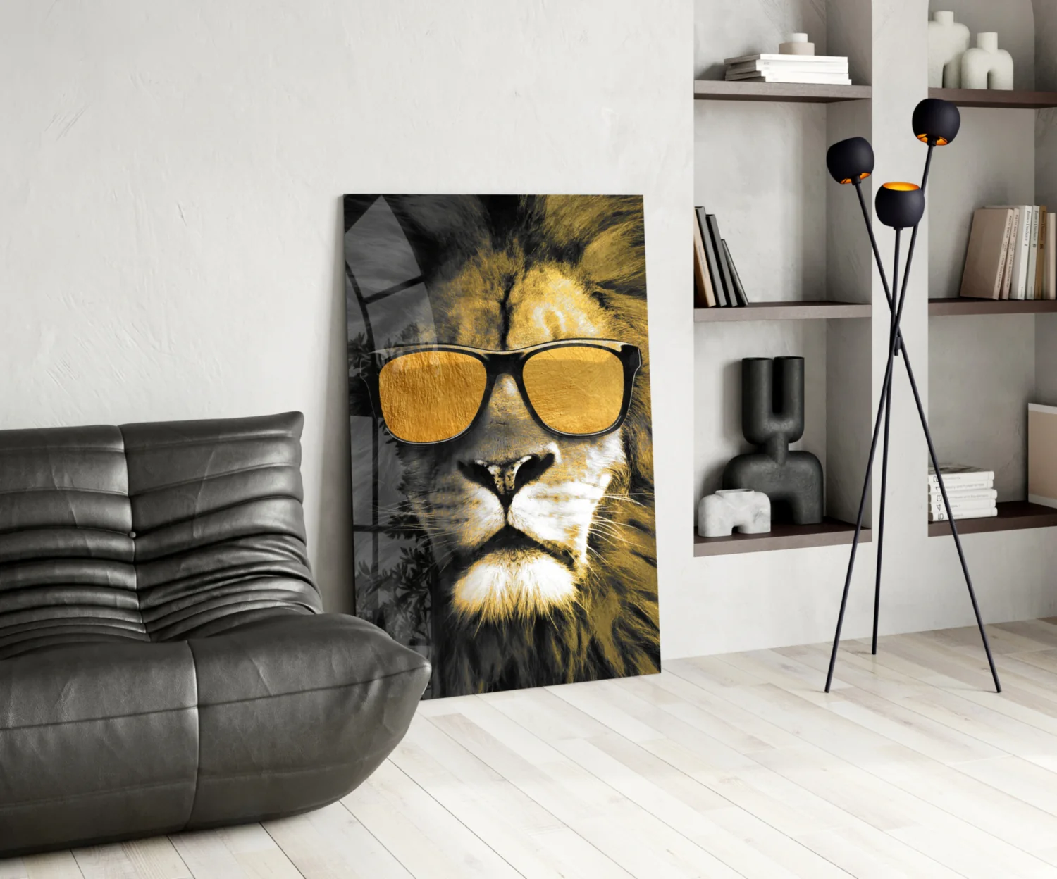 Gold Sunglasses Cool Lion Glass Wall Art - Image 5