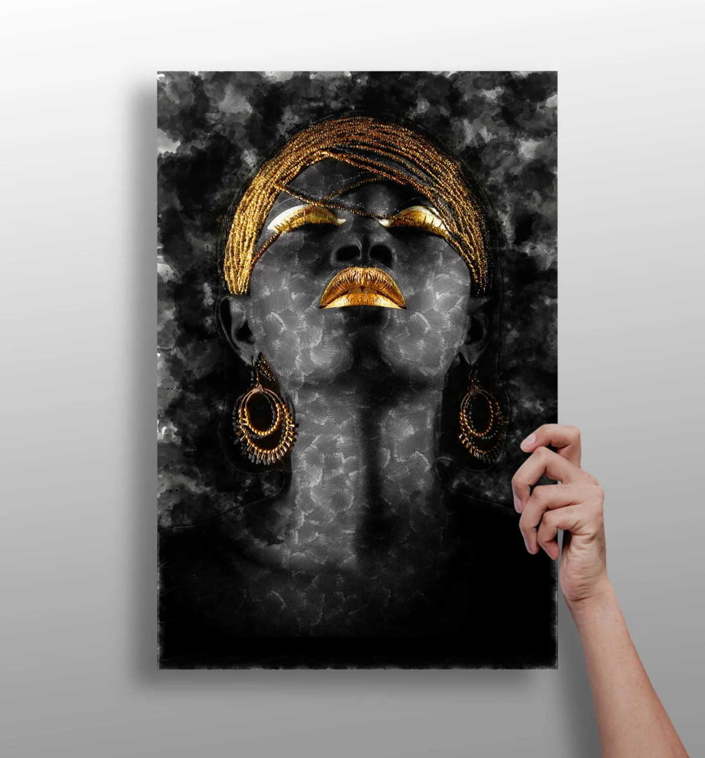 Gold Turban Smoky Woman Aluminum Print