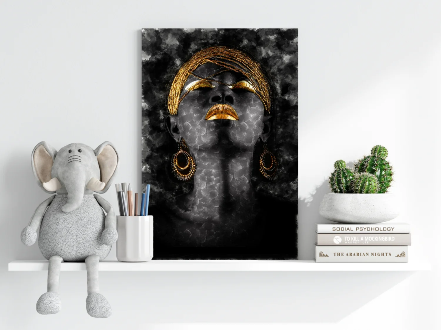 Gold Turban Smoky Woman Aluminum Print - Image 6
