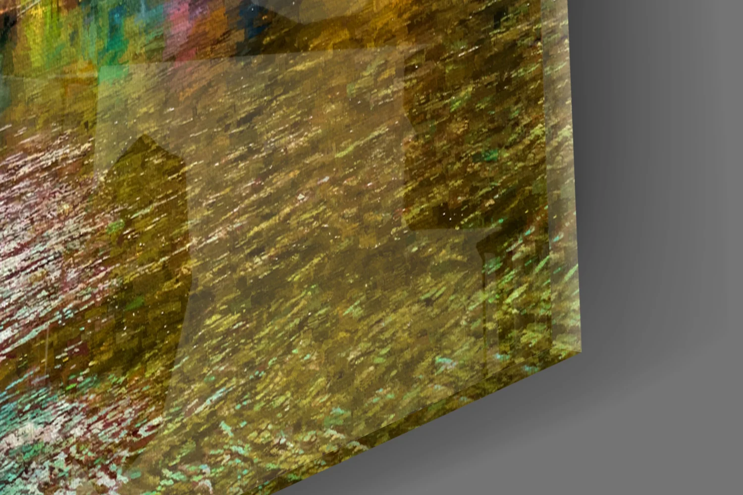 Golden Autumn Lakeside Painting Glass Wall Art - Image 8