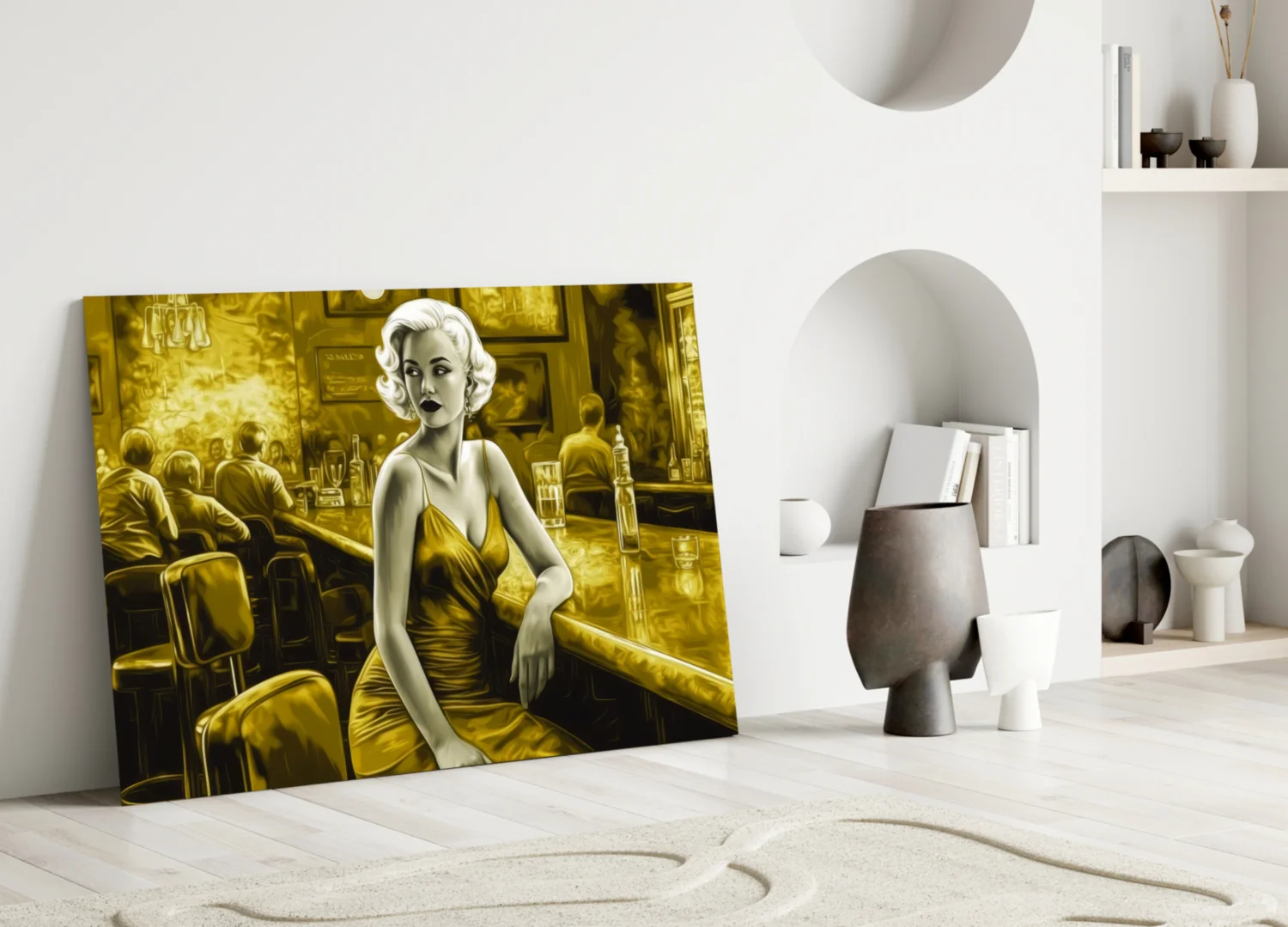 Golden Blonde at Diner Bar Glass Wall Art - Image 3