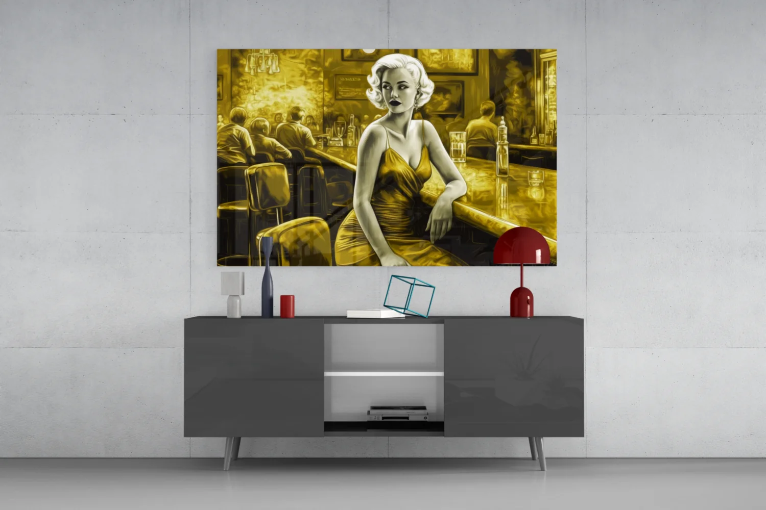 Golden Blonde at Diner Bar Glass Wall Art - Image 8