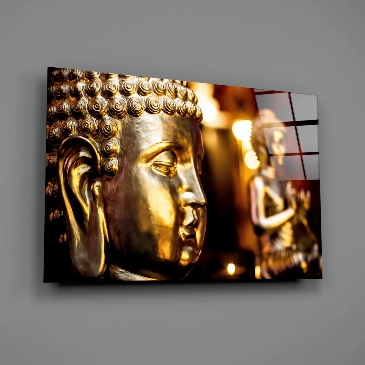 Golden Buddha and Candles Glass Wall Art - Image 3