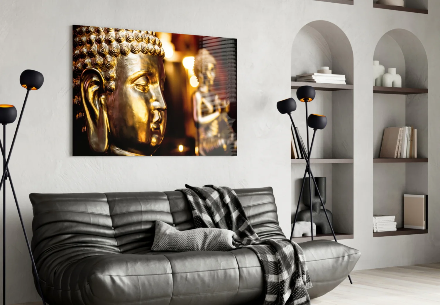Golden Buddha and Candles Glass Wall Art - Image 5